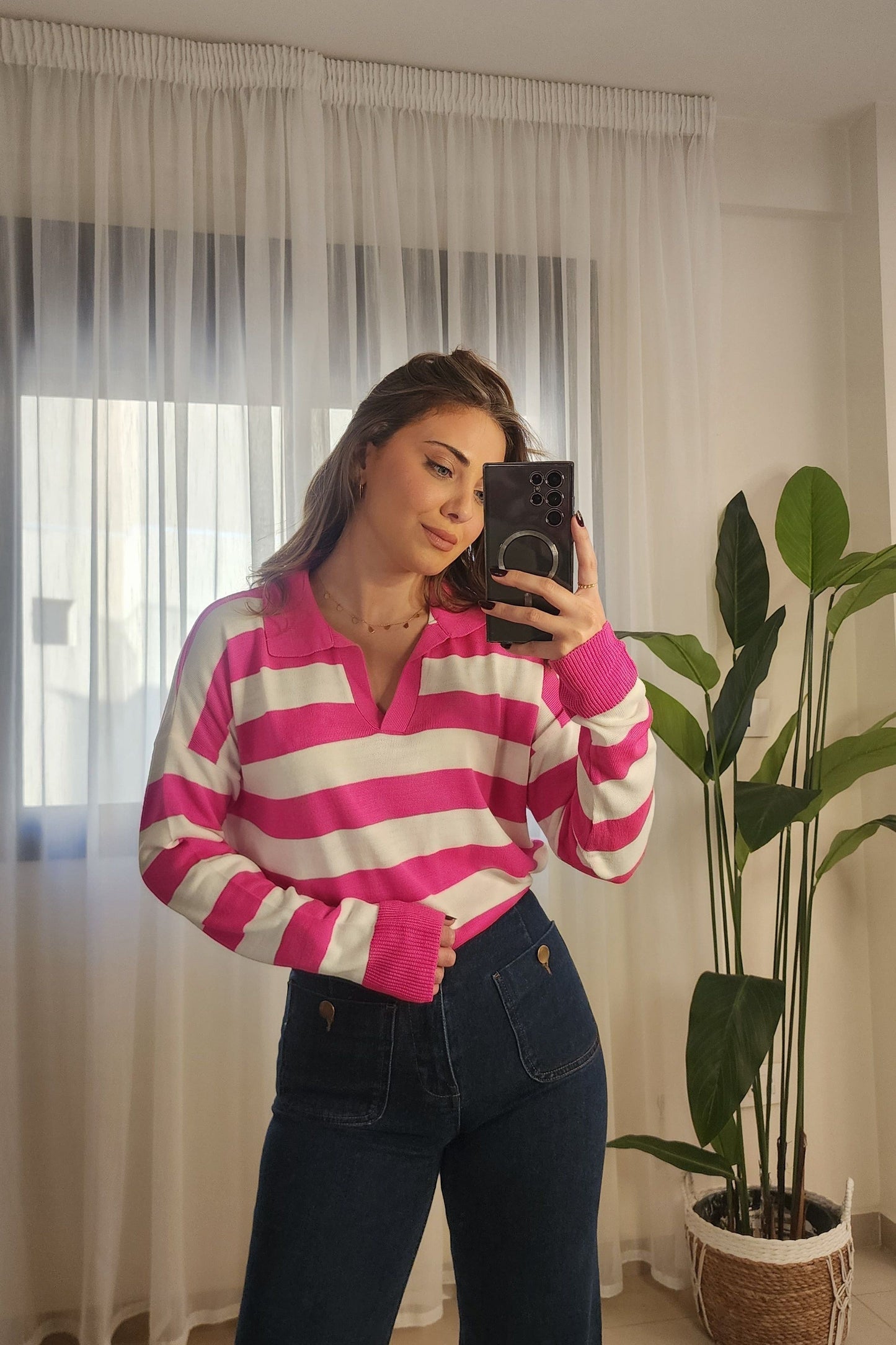 Striped Sweater - Fuchsia