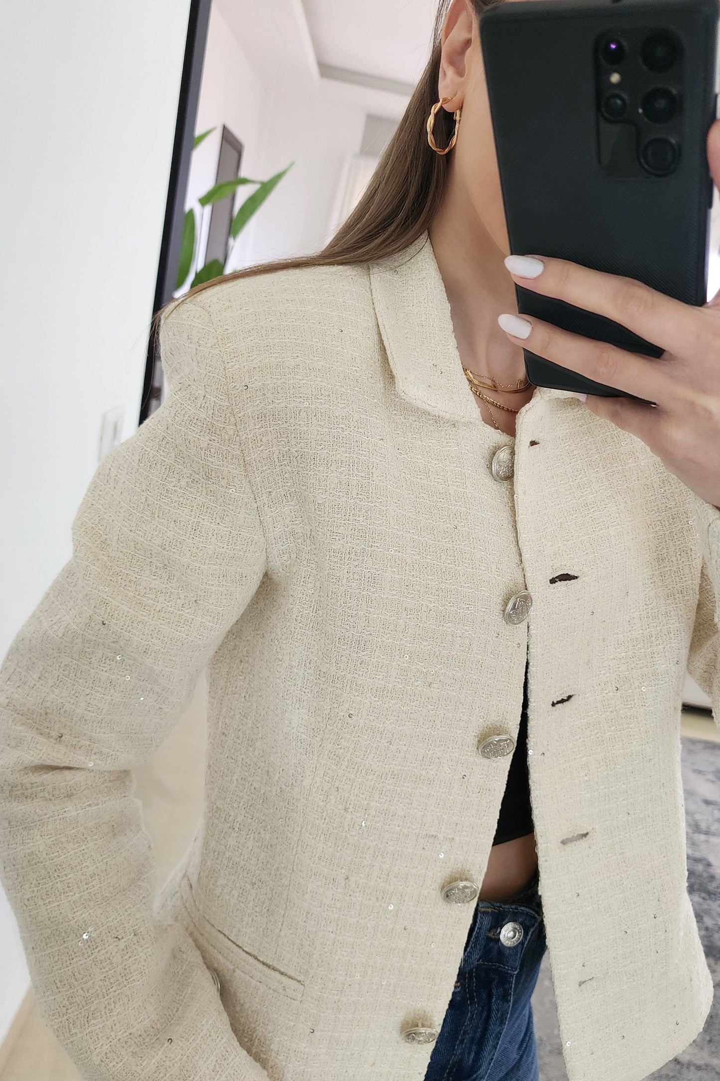 Textured Short Blazer