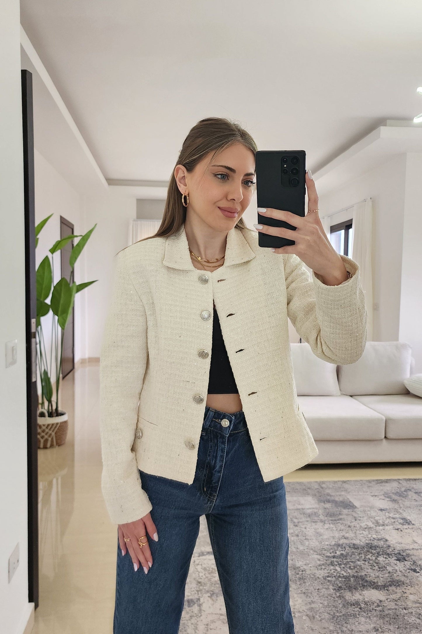 Textured Short Blazer