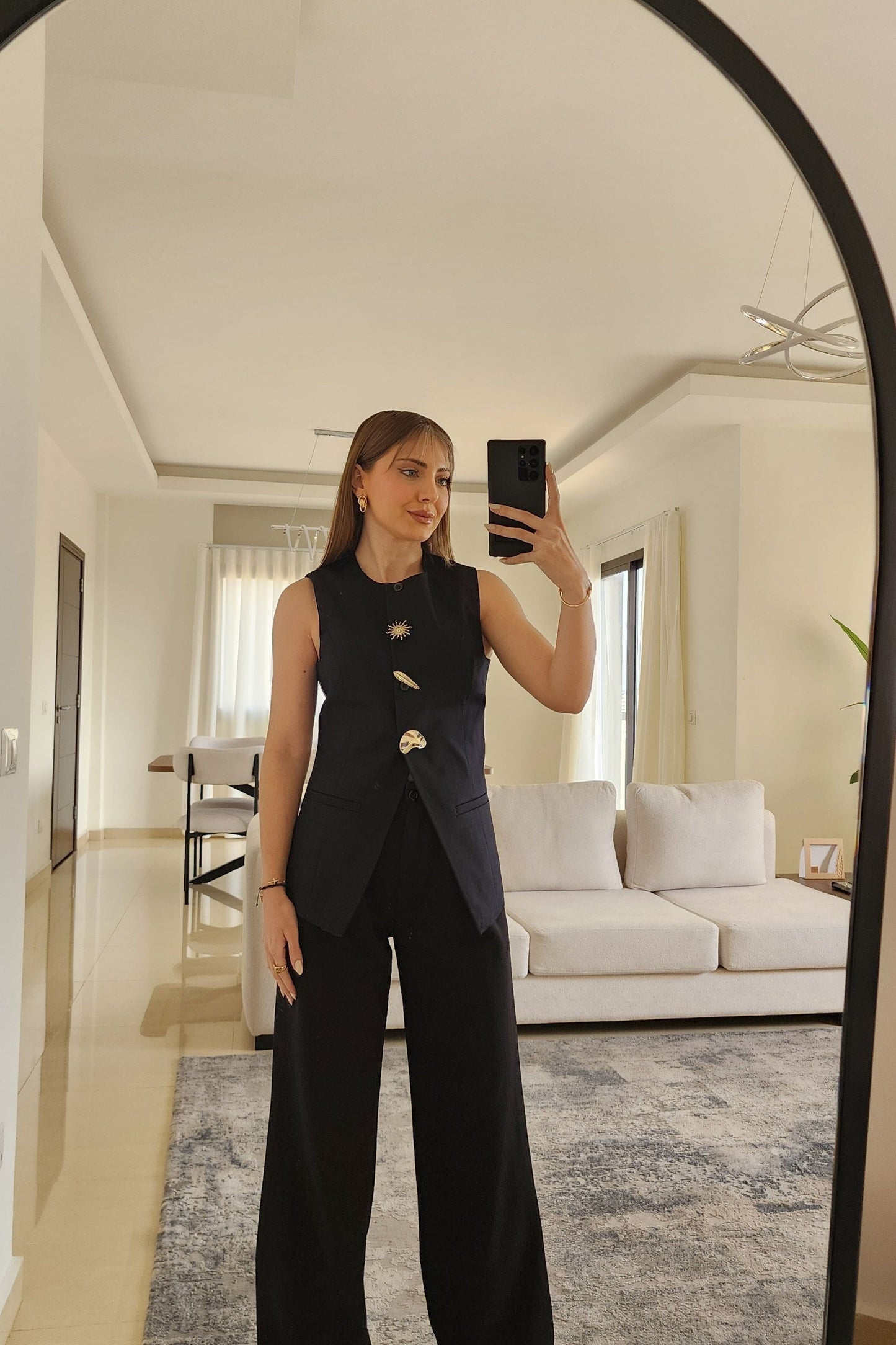 Tailored Button Vest - Black