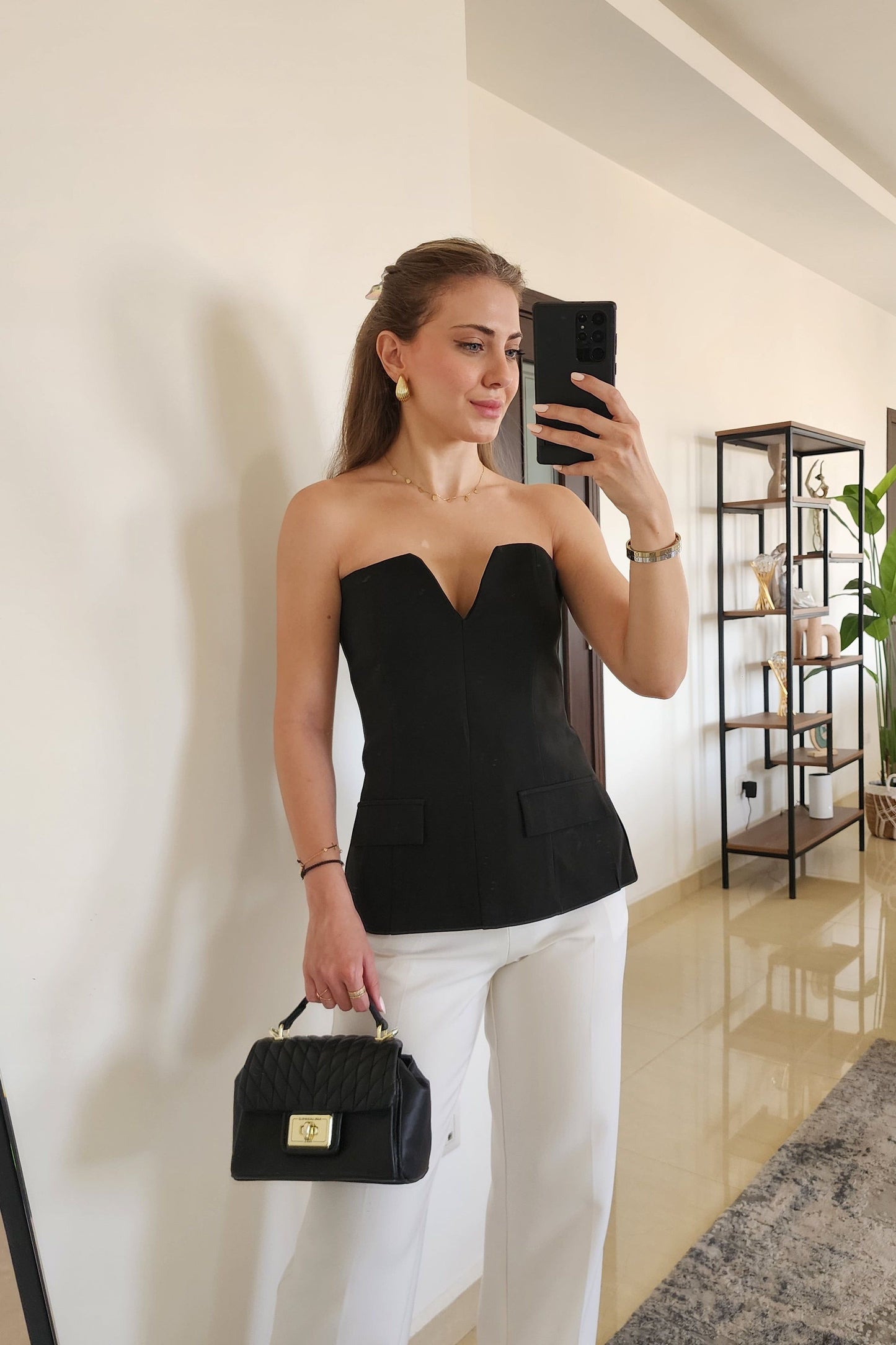 Black Strapless Top