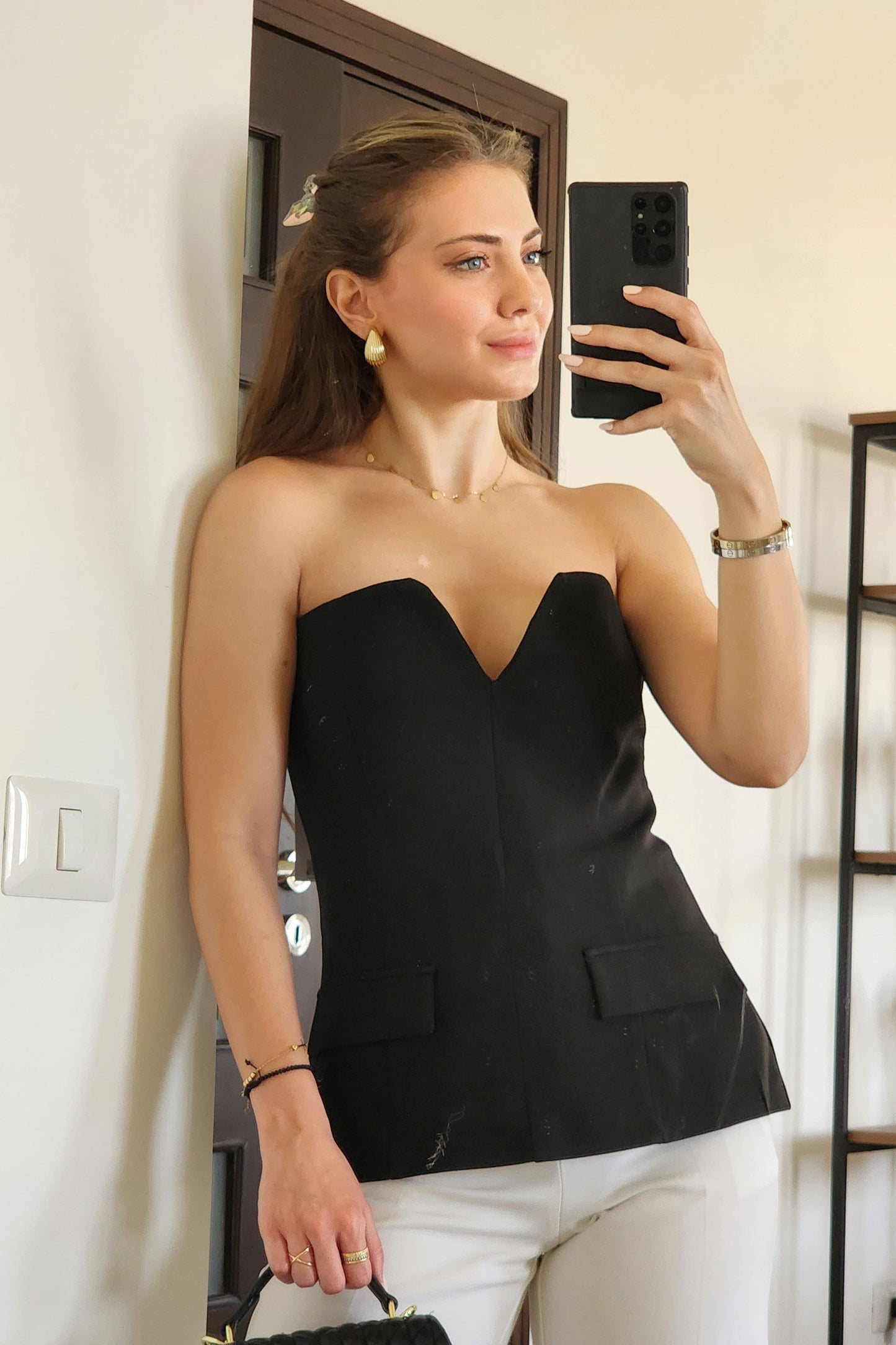 Black Strapless Top