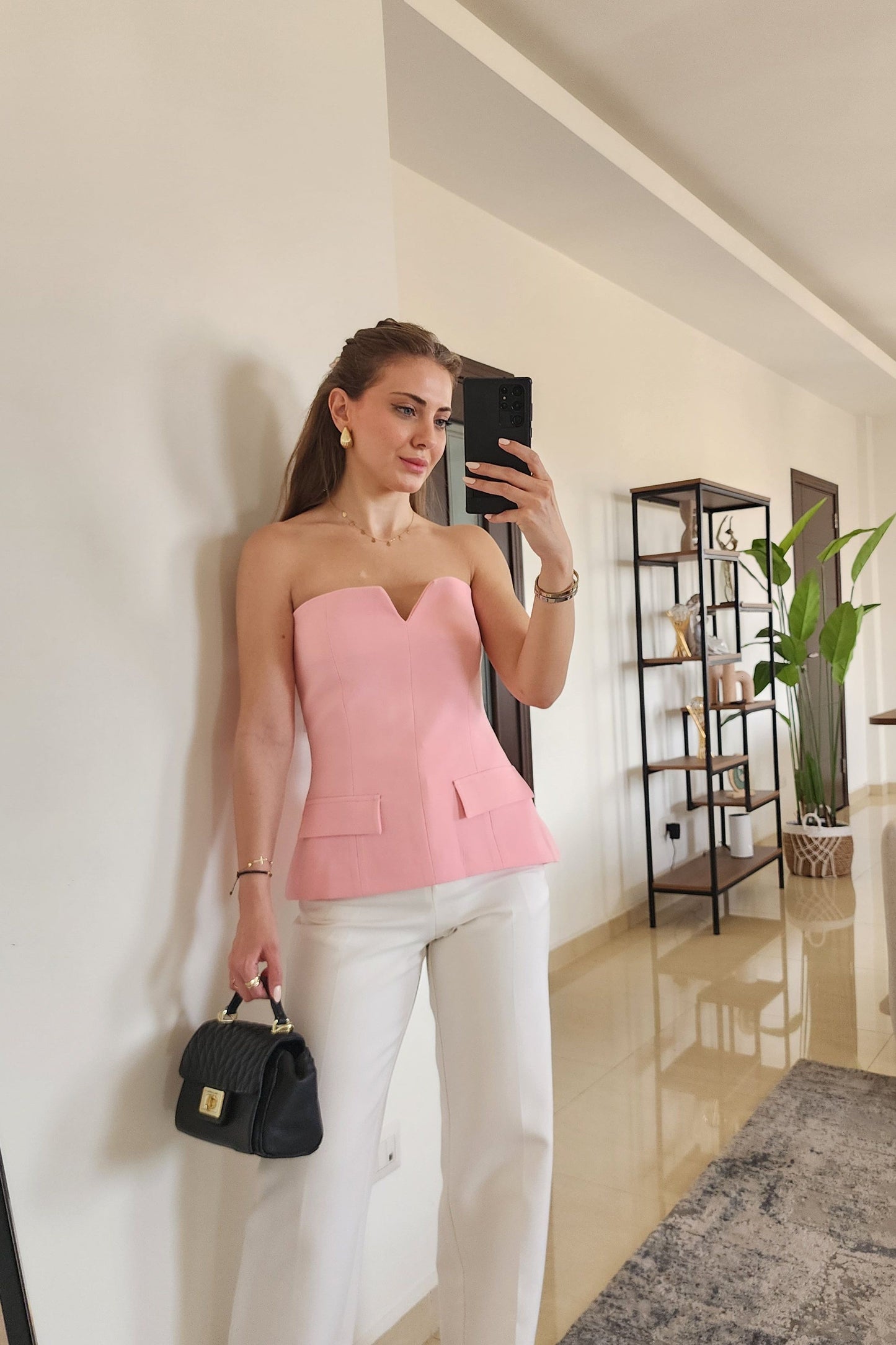 Pink Strapless Top