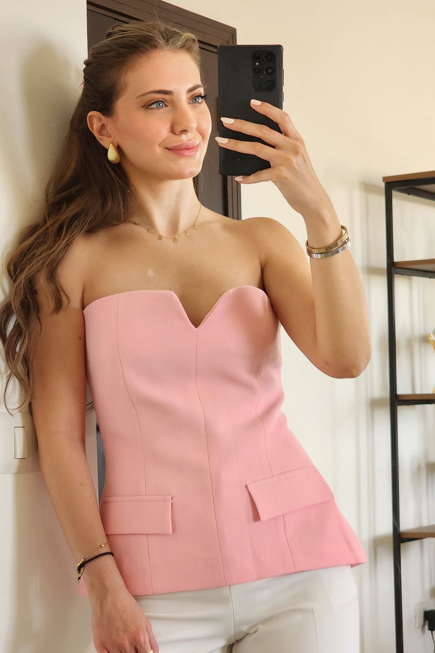 Pink Strapless Top