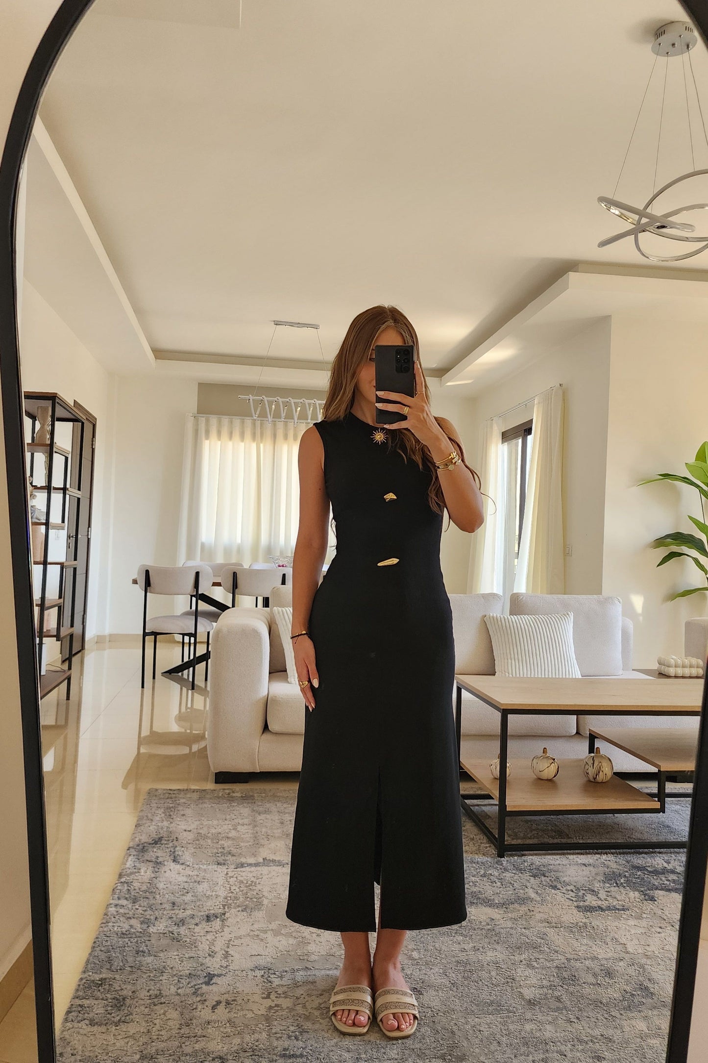Buttoned Curve Dress