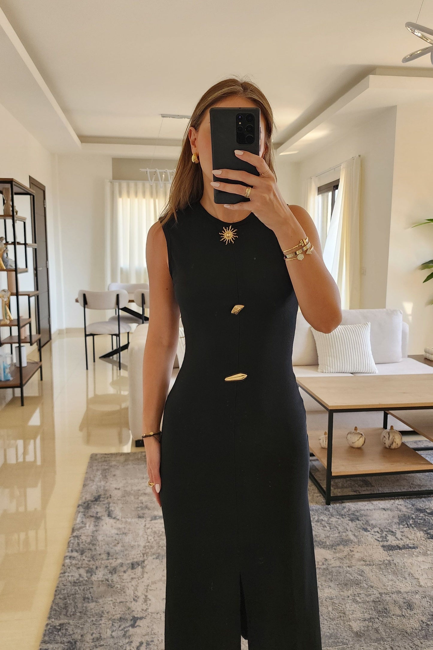 Buttoned Curve Dress