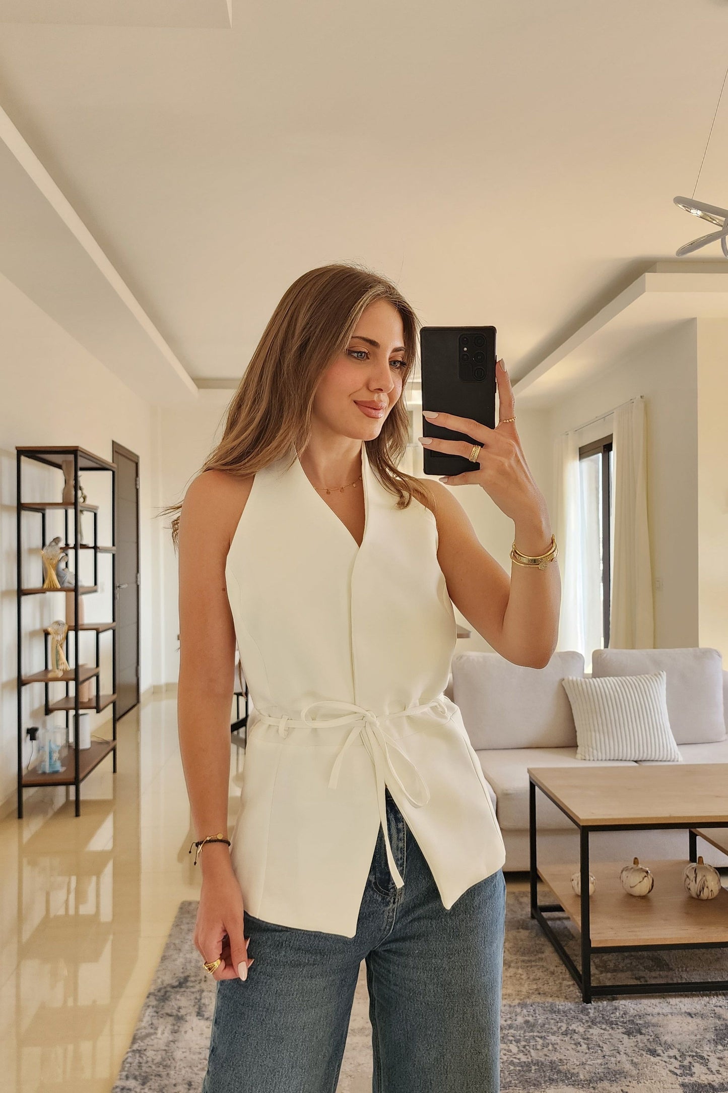 White Halter Vest