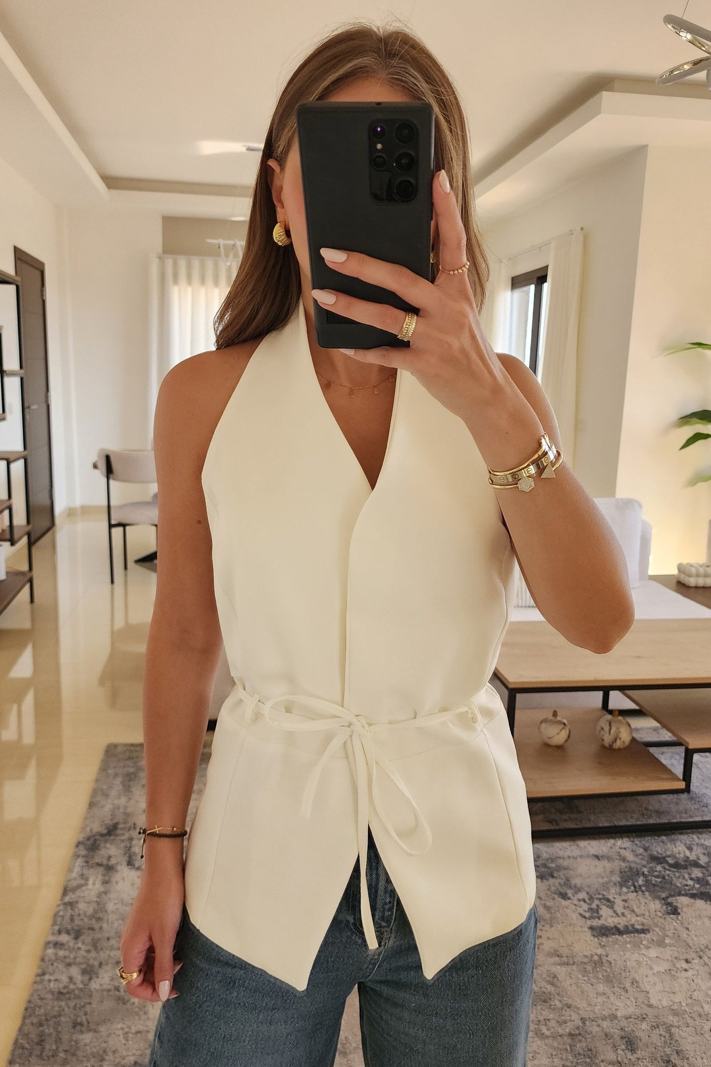 White Halter Vest