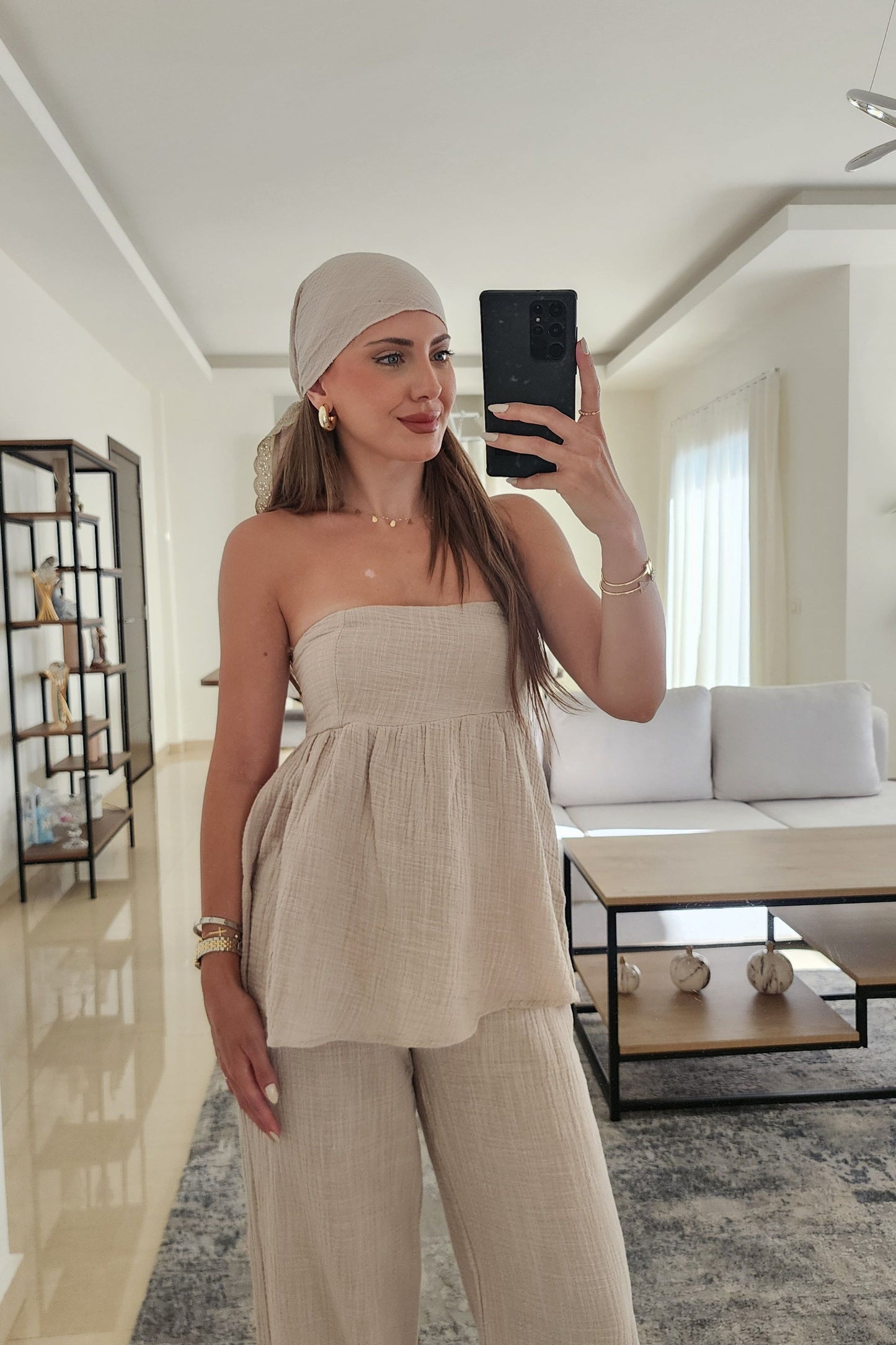 Beige Linen Set: 3 Pieces