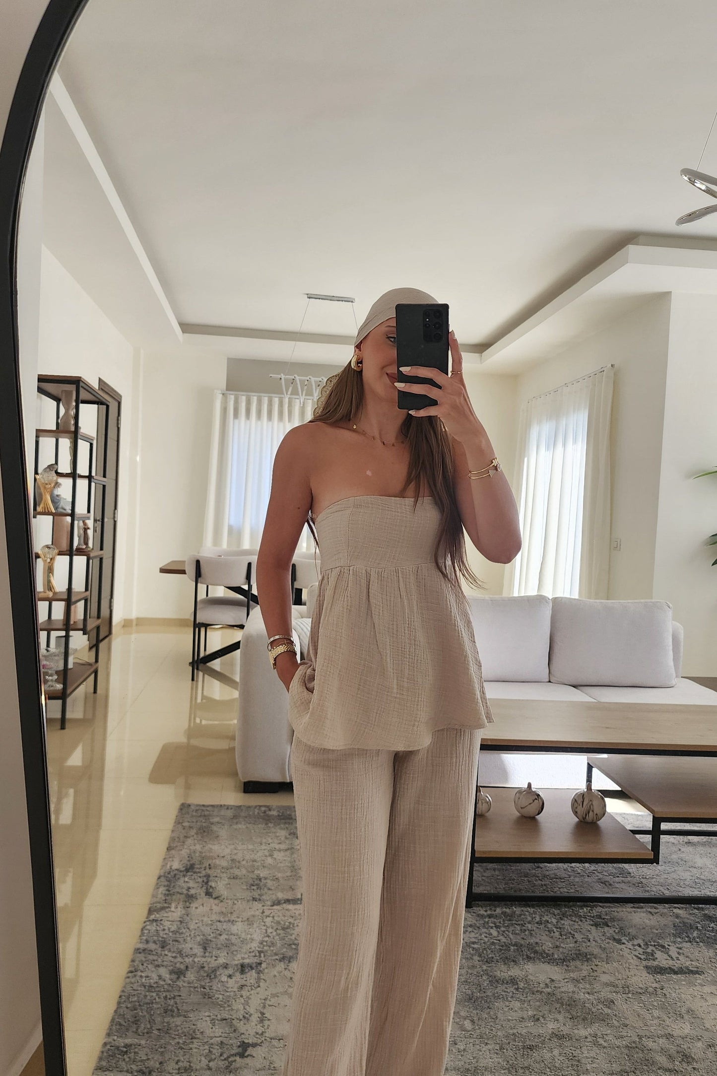 Beige Linen Set: 3 Pieces