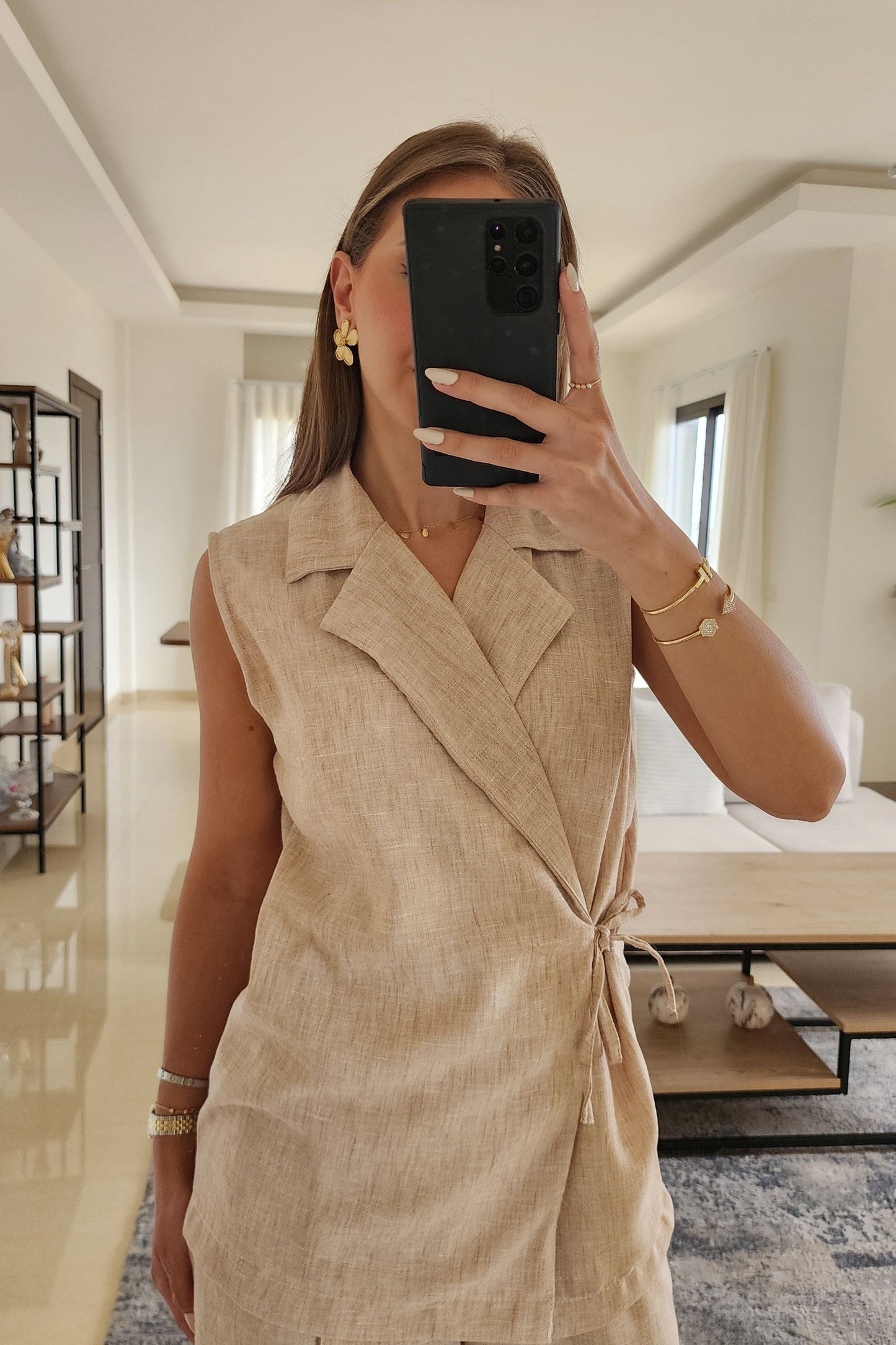 Beige Linen 2-Piece Set