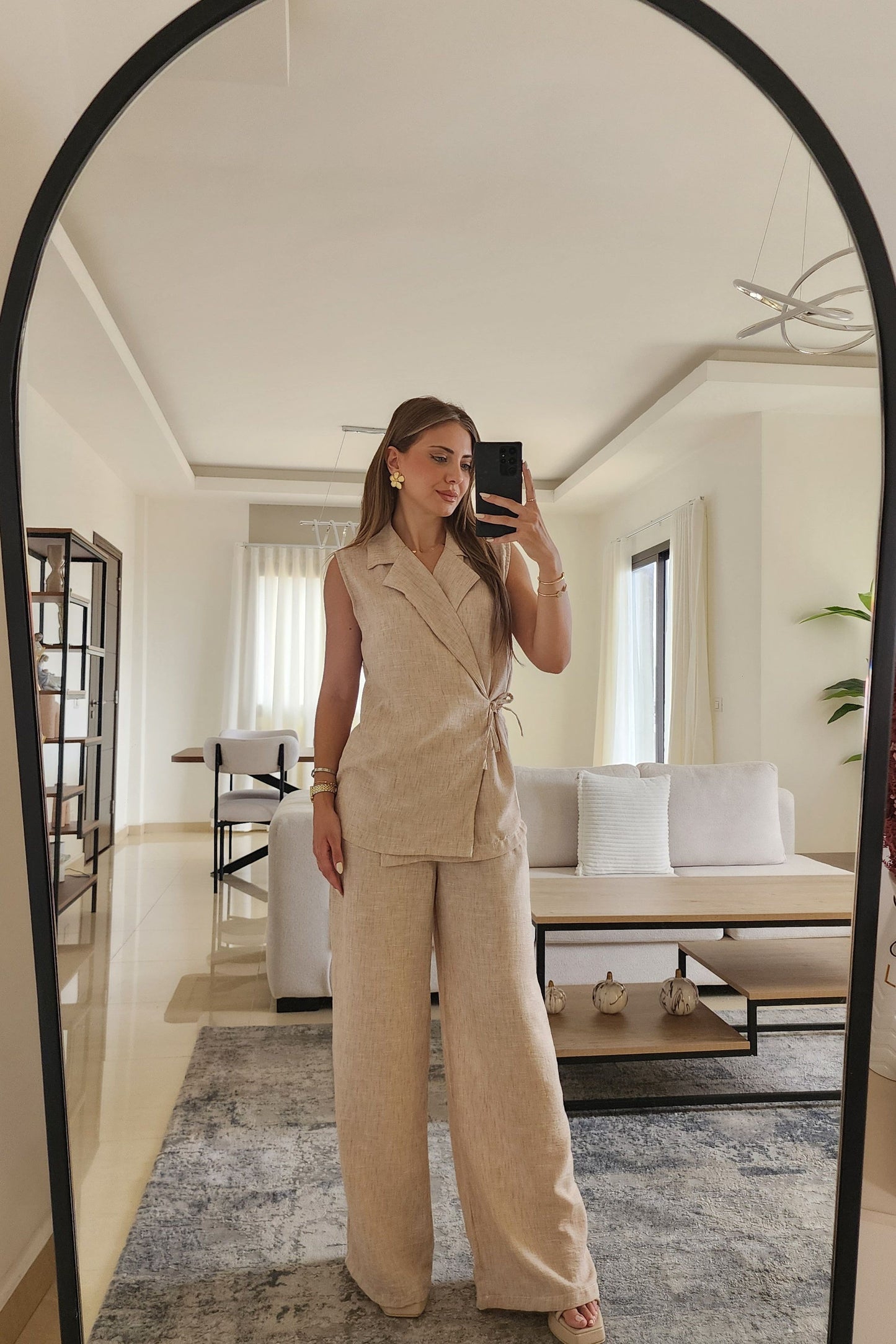 Beige Linen 2-Piece Set