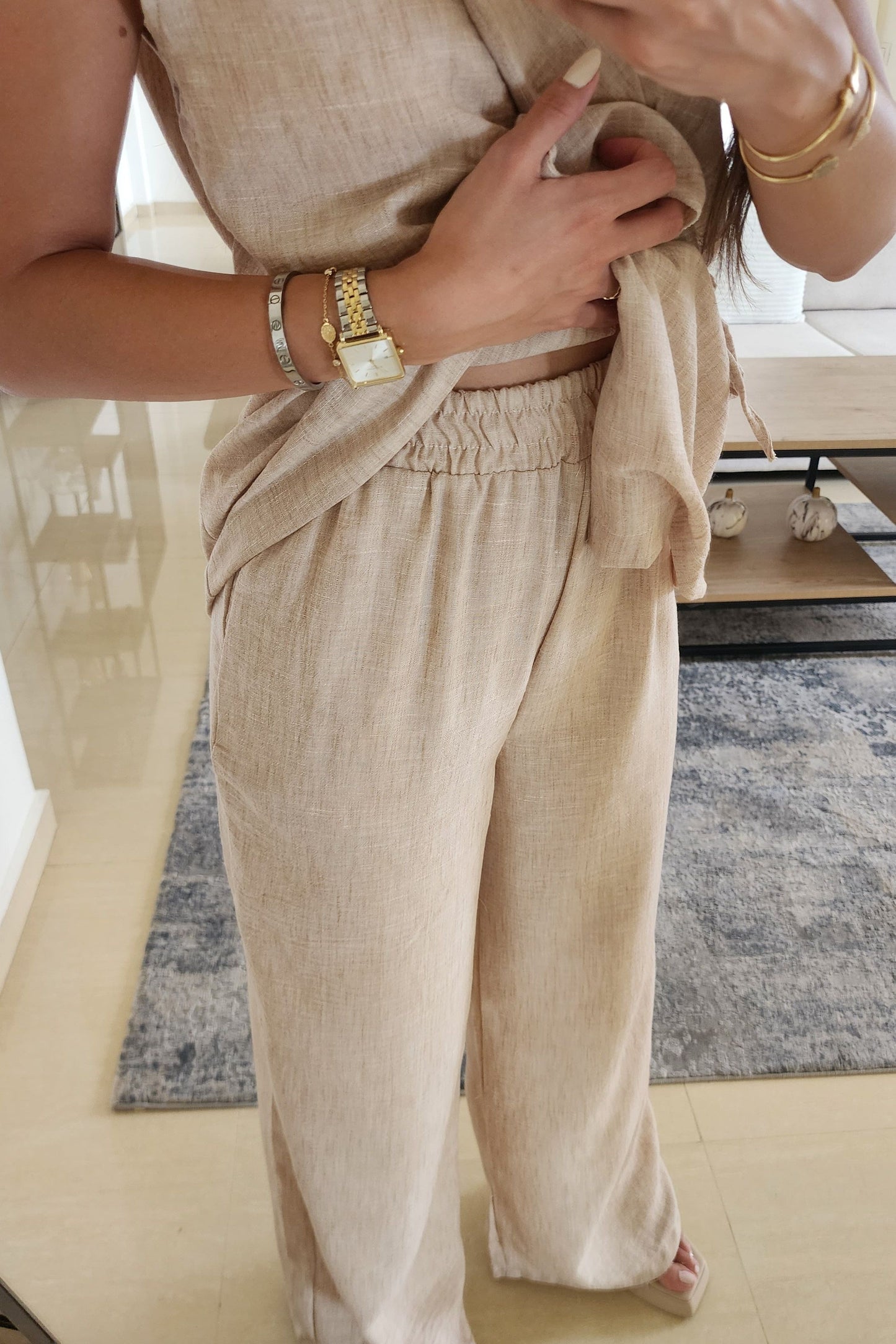 Beige Linen 2-Piece Set