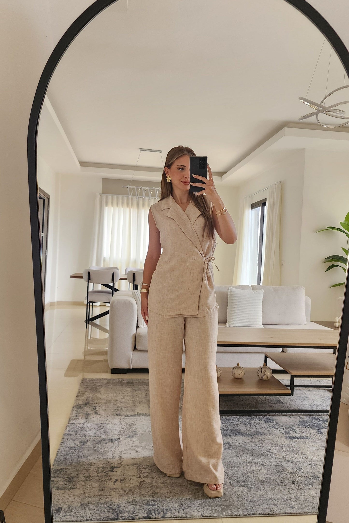 Beige Linen 2-Piece Set