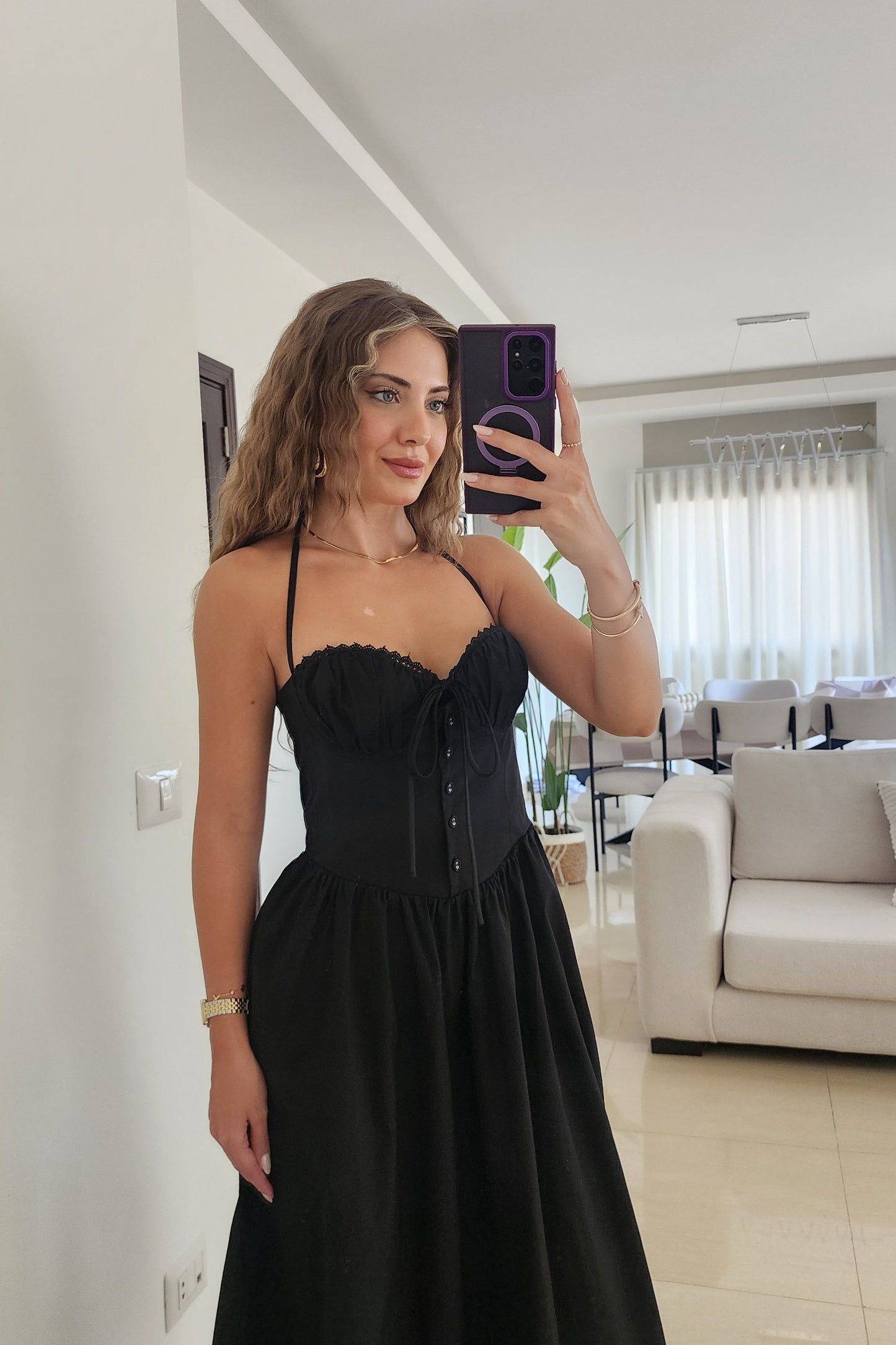Corset Black Midi Dress