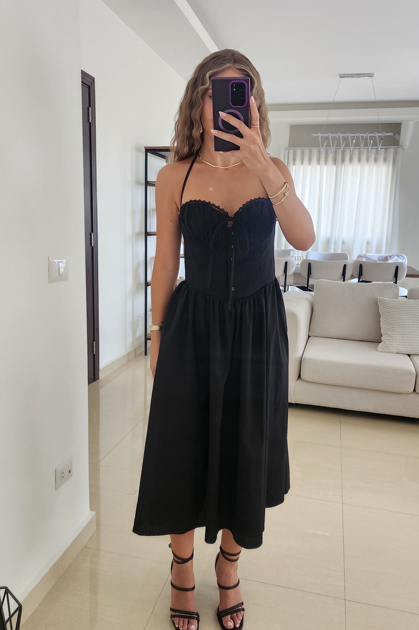 Corset Black Midi Dress