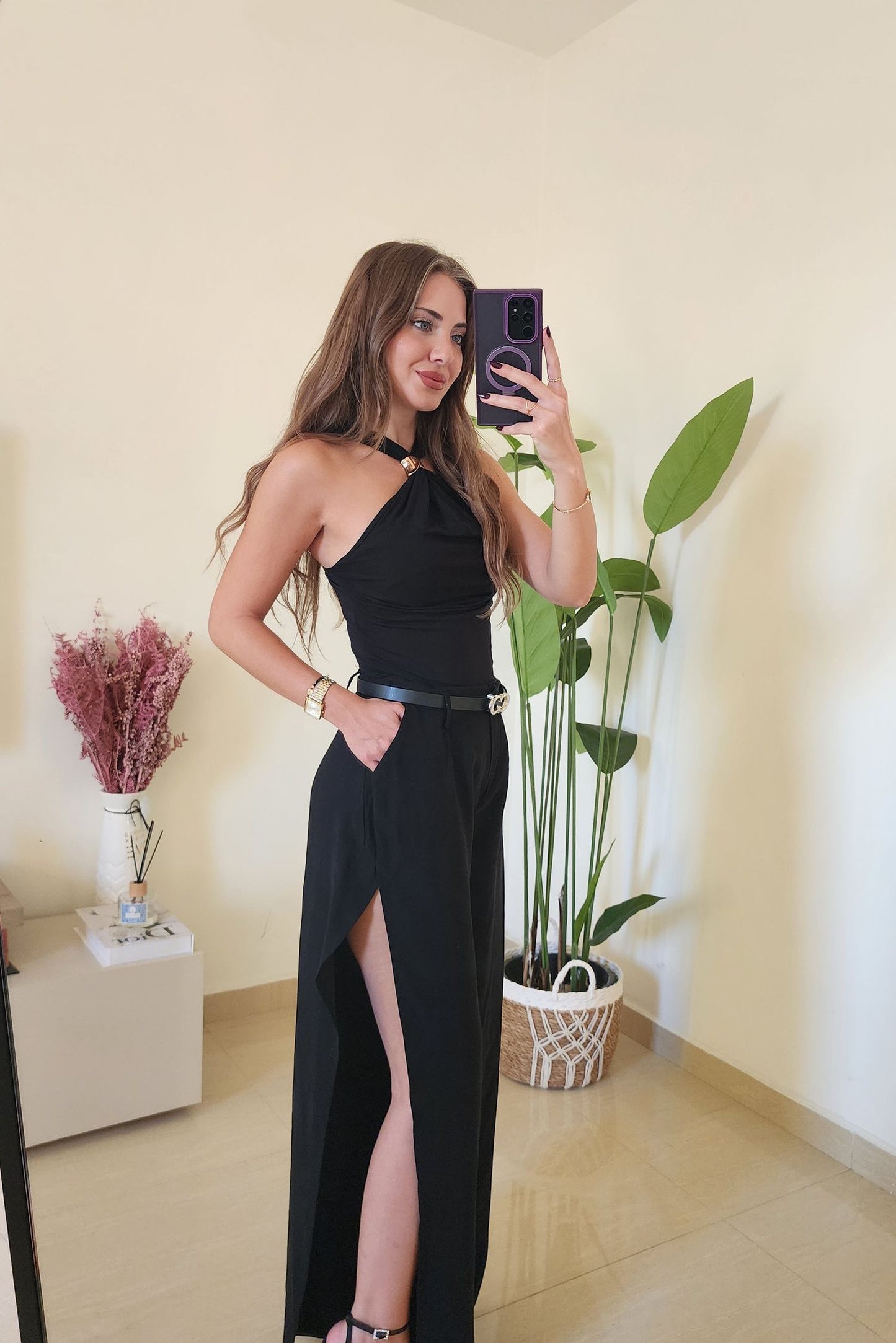 Noir Side-Slit Pants