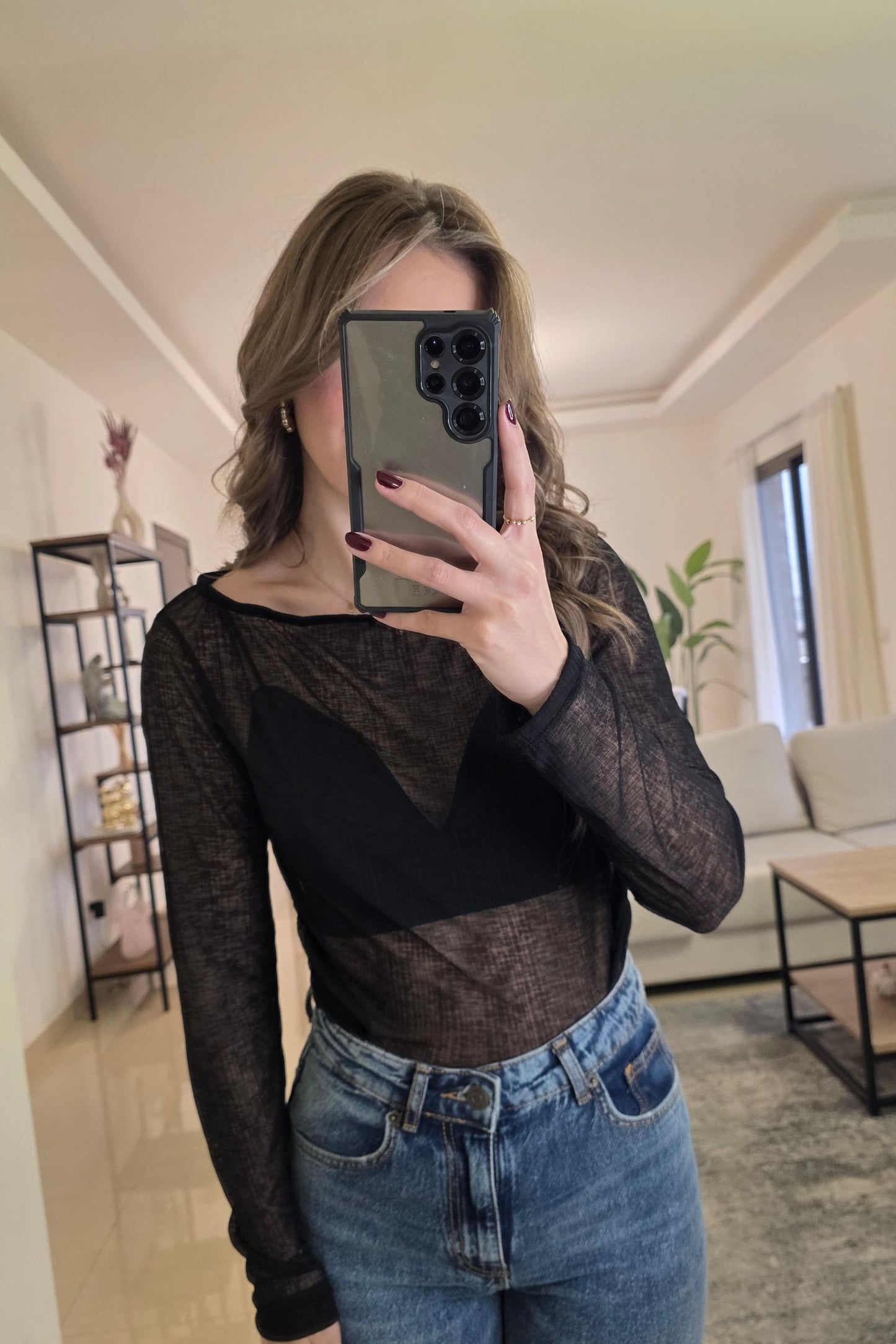 Berry Sheer Top - Black