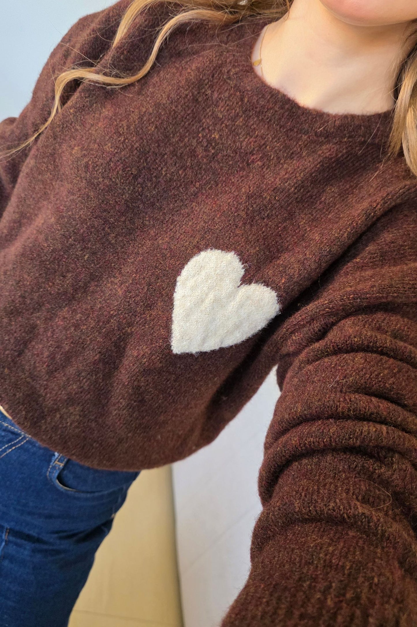 Amelie Heart Knit - Cocoa