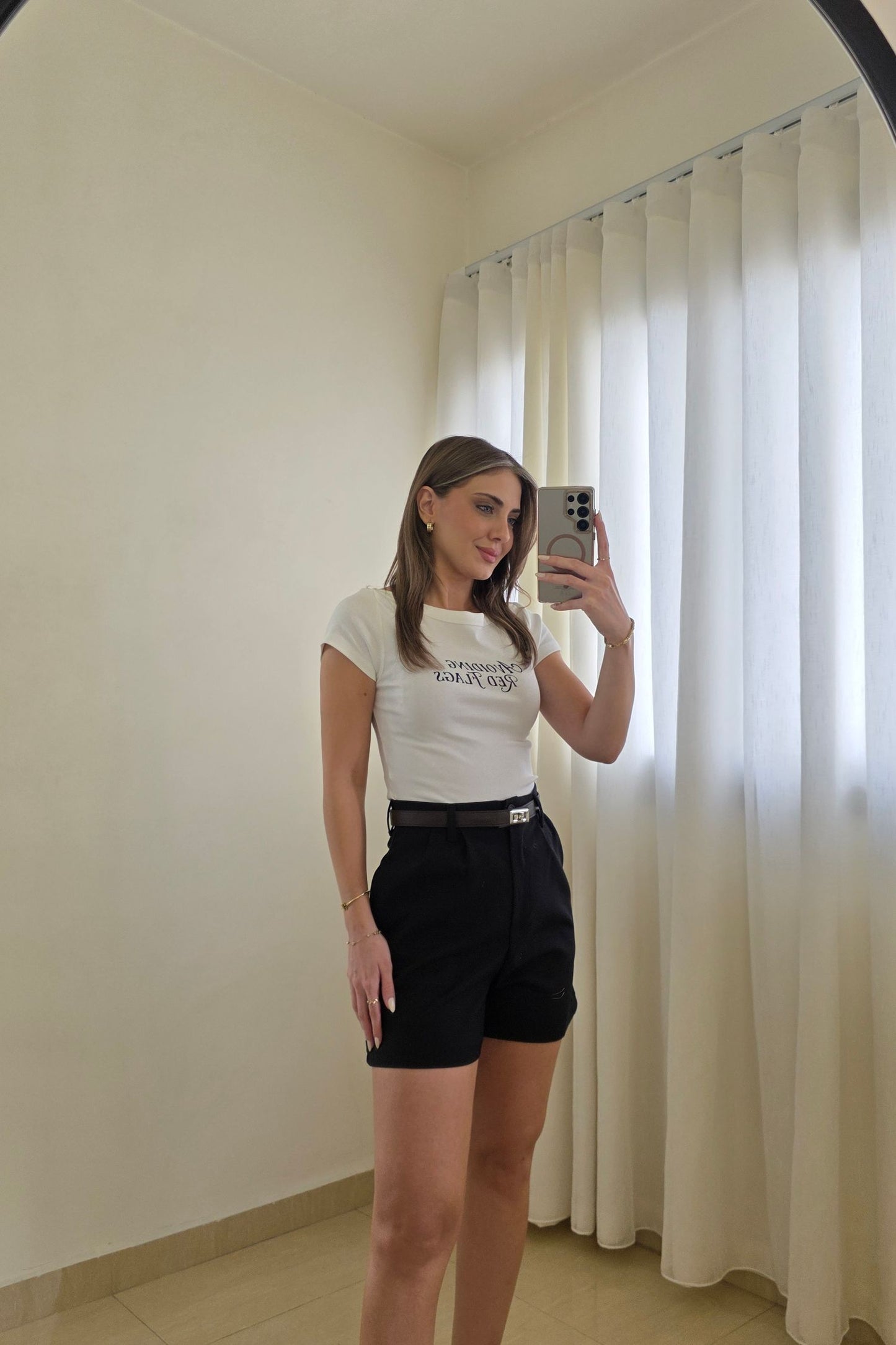Lior Tailored Shorts with Belt – Black