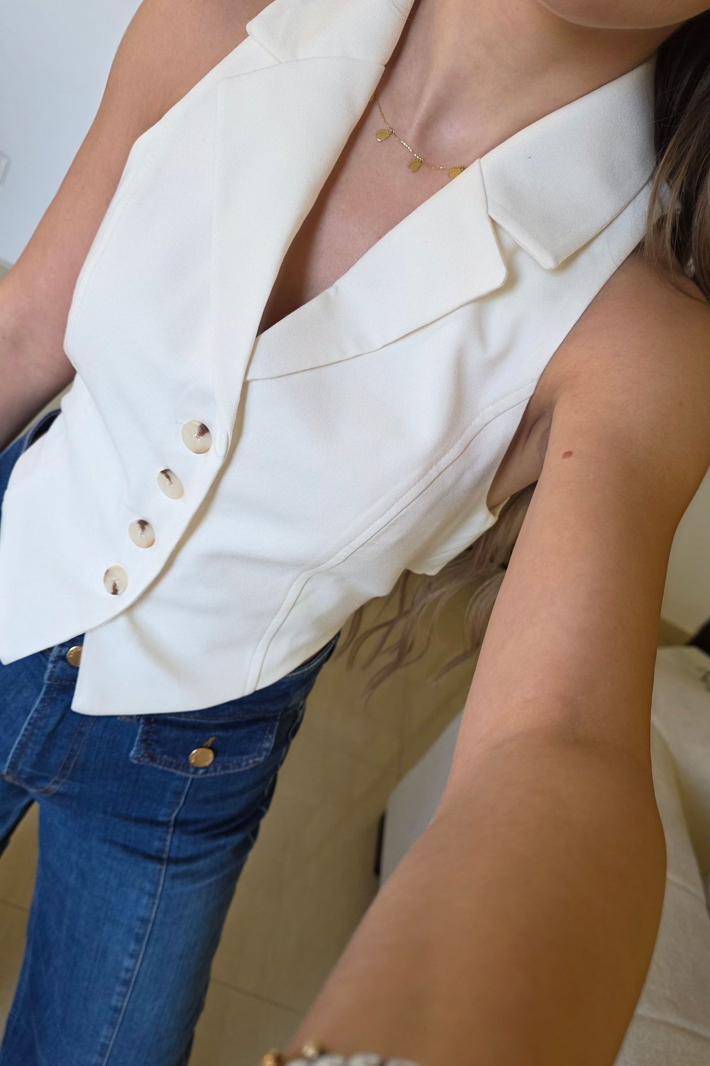 Camille Tailored Vest - White