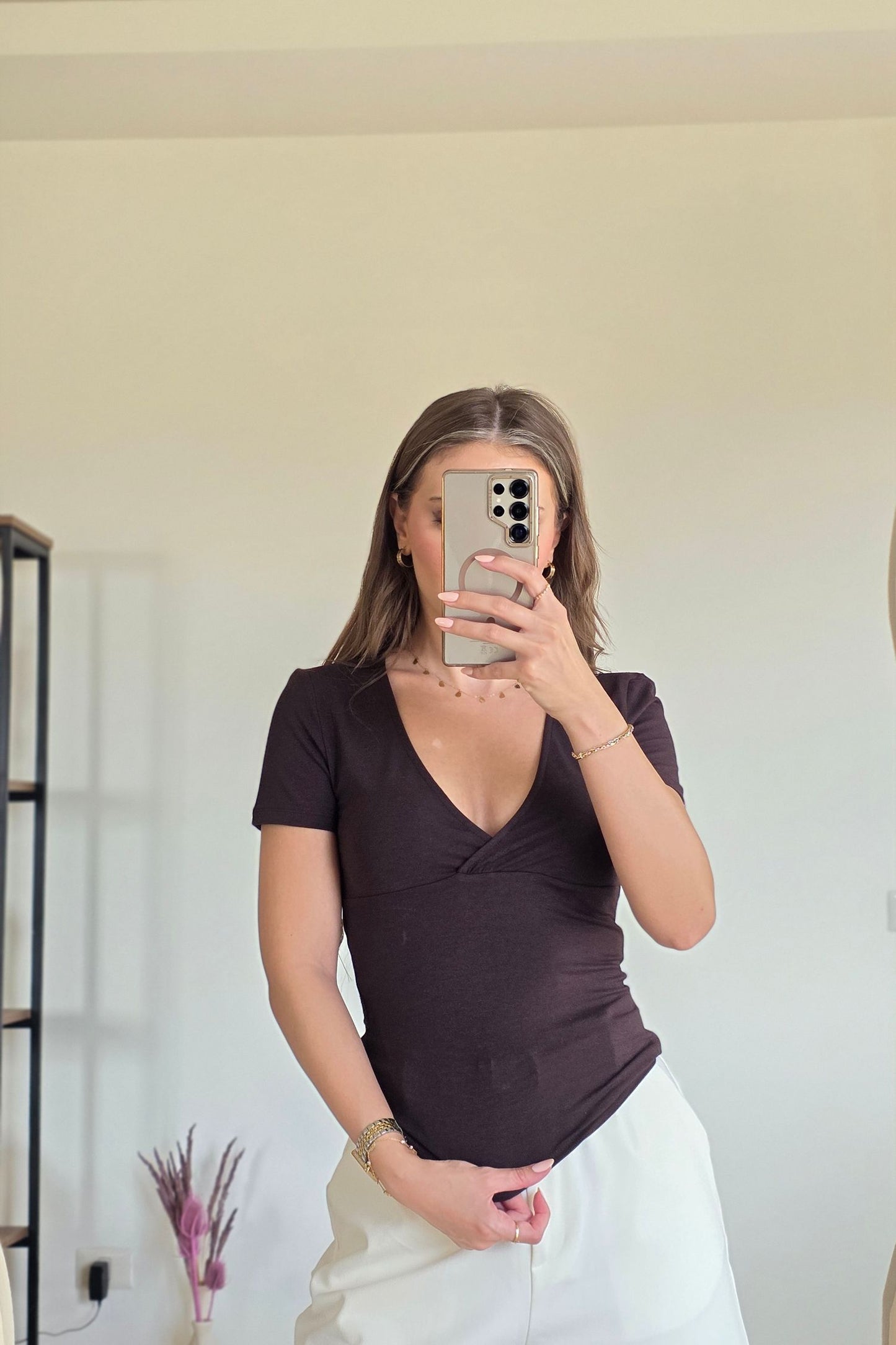 Audrey Wrap Top – Brown