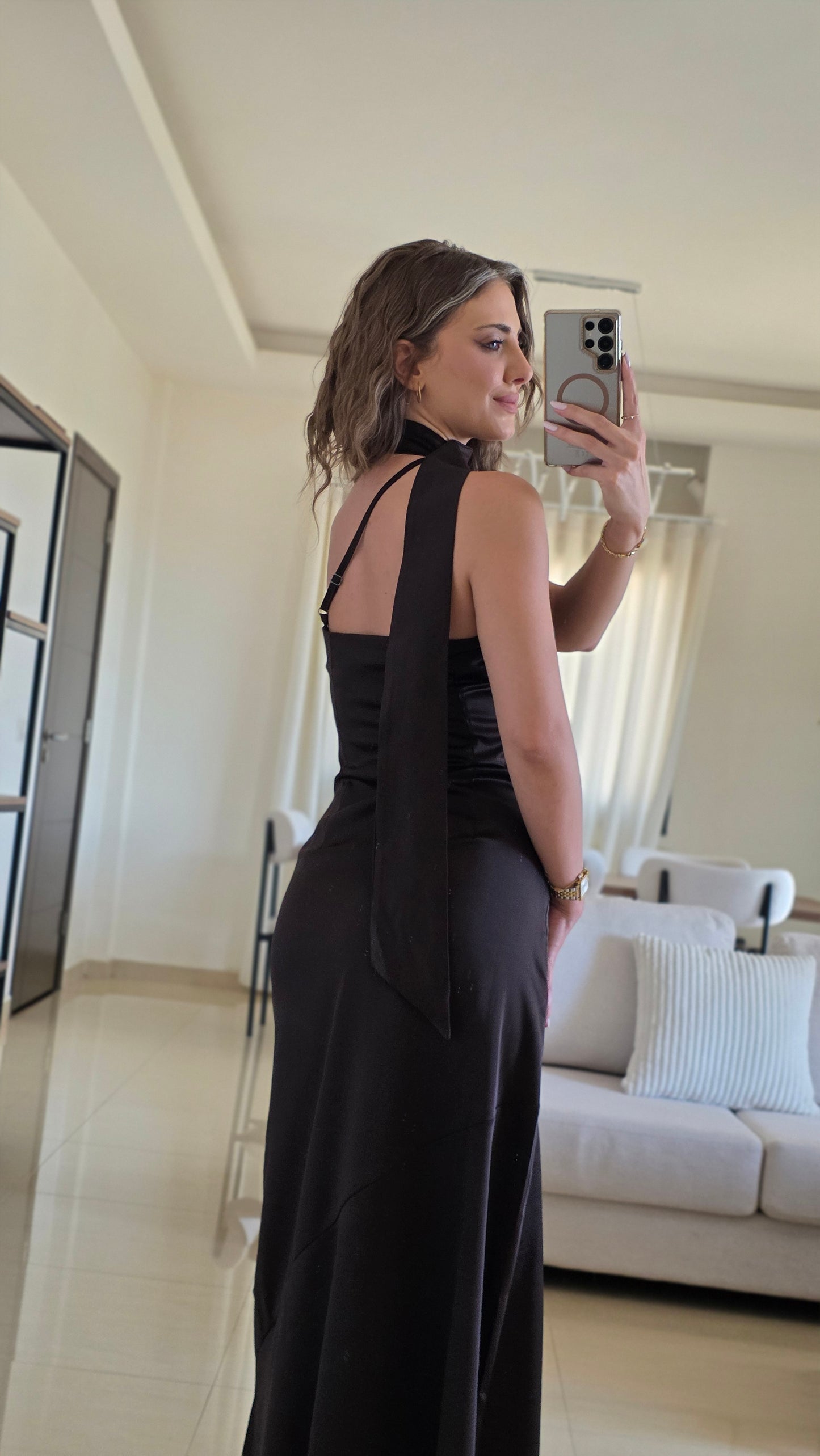 Aurelia Satin Maxi Dress – Brown