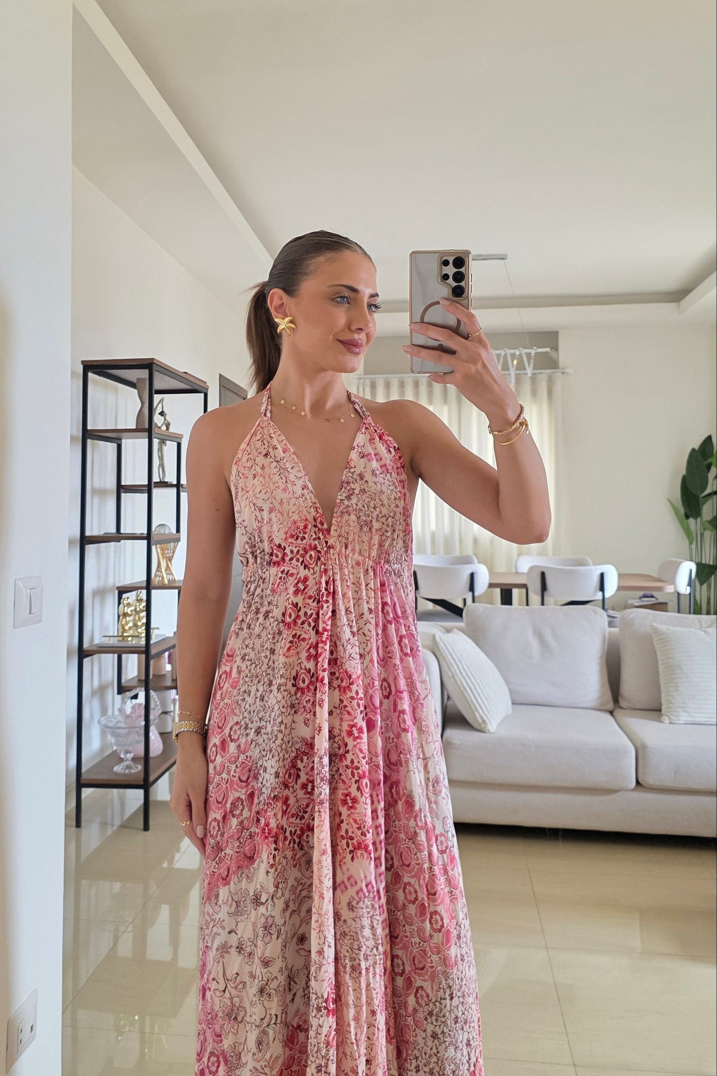 Amira Floral Halter Maxi Dress