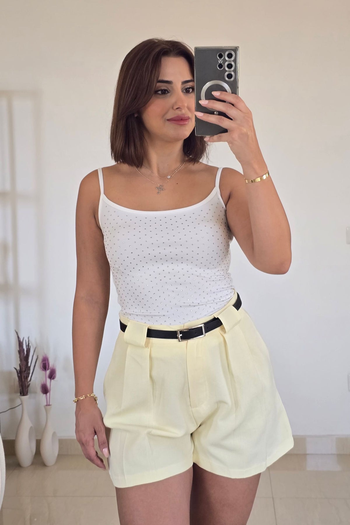 Ramona Belted Shorts – Butter Yellow