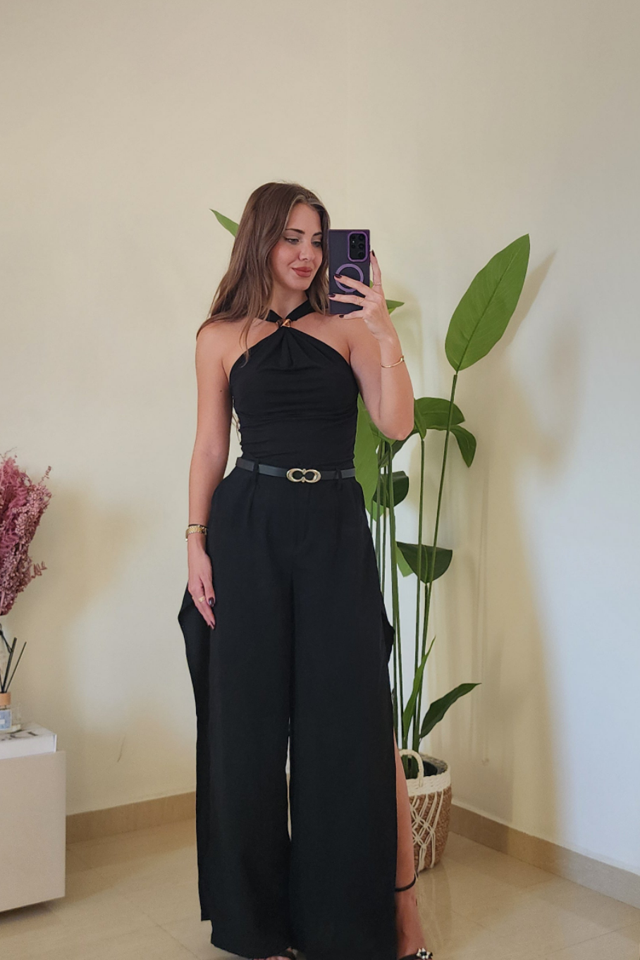 Noir Side-Slit Pants