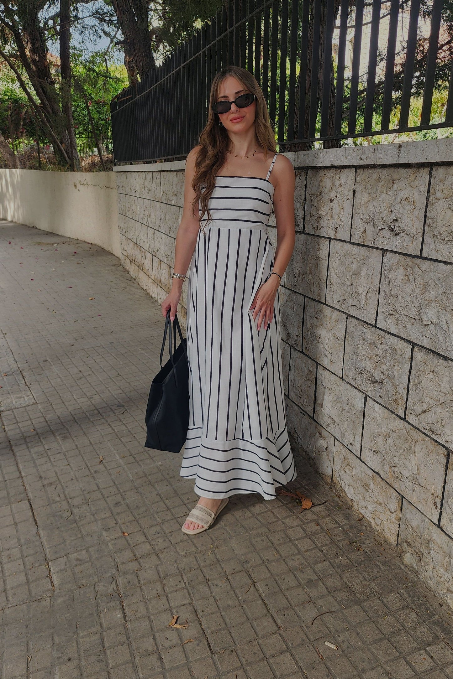 White Striped Summer Dress