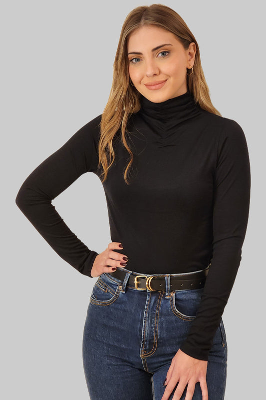 Turtle-Neck Black Top