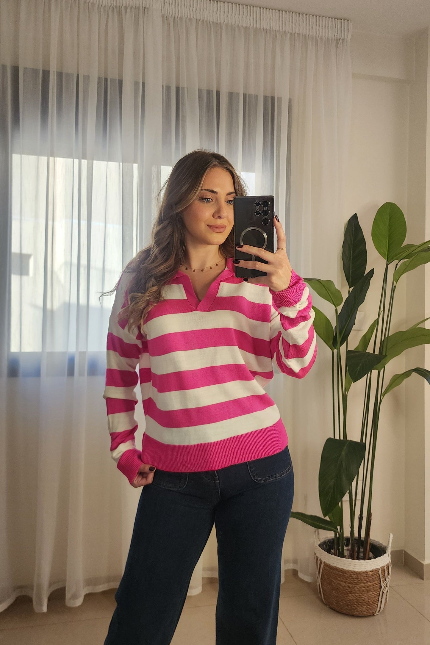 Striped Sweater - Fuchsia