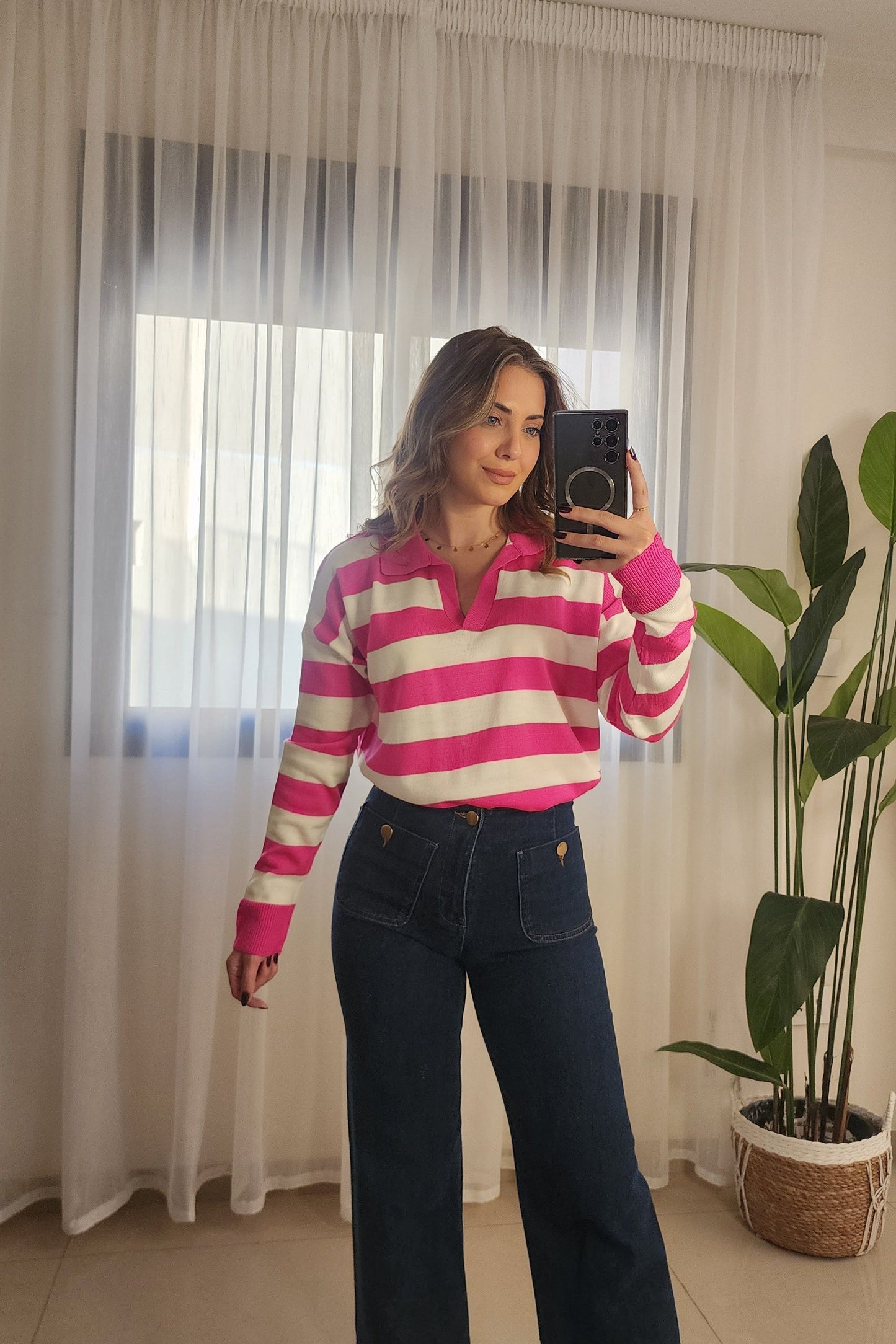 Striped Sweater - Fuchsia