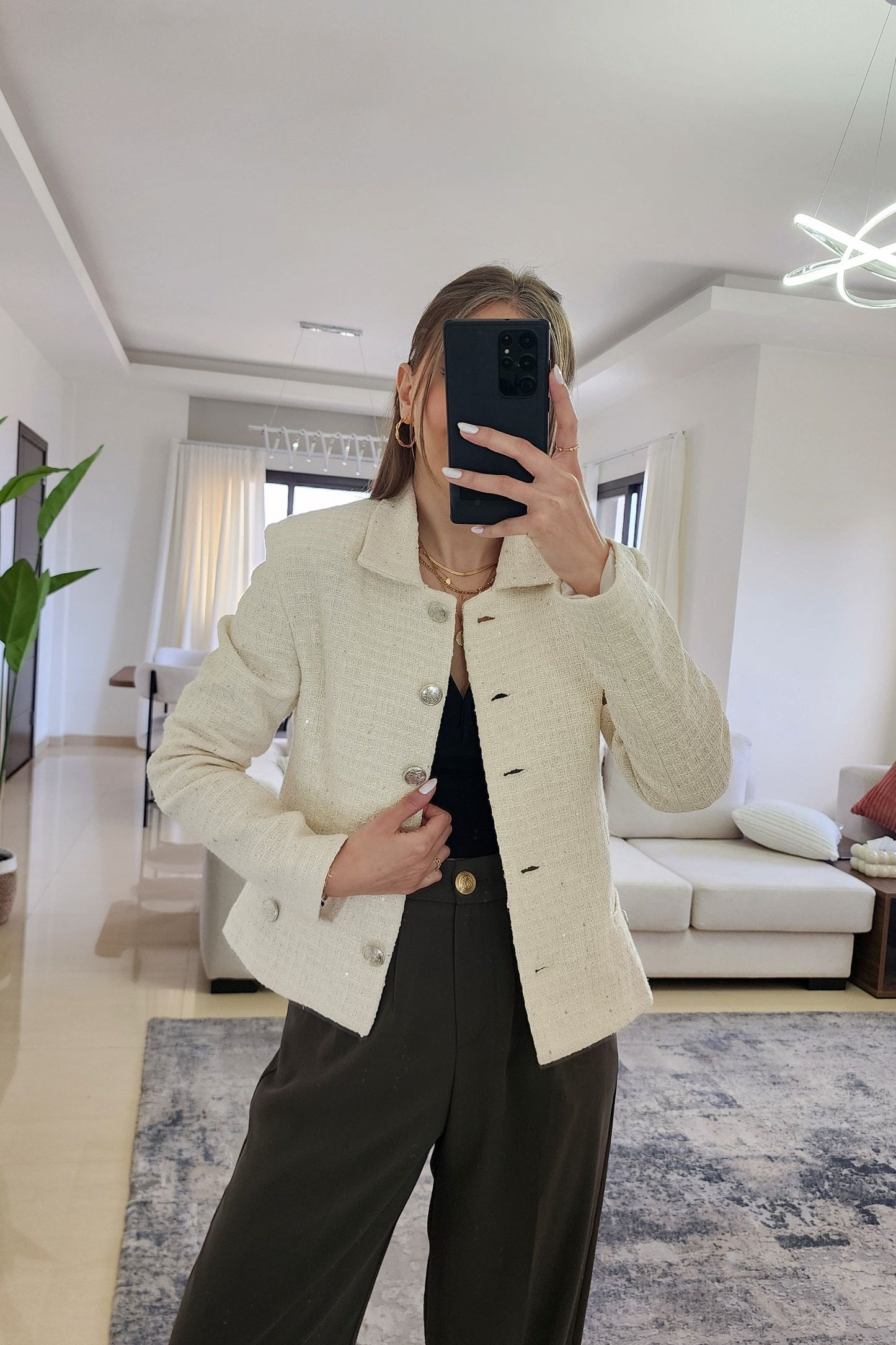 Textured Short Blazer