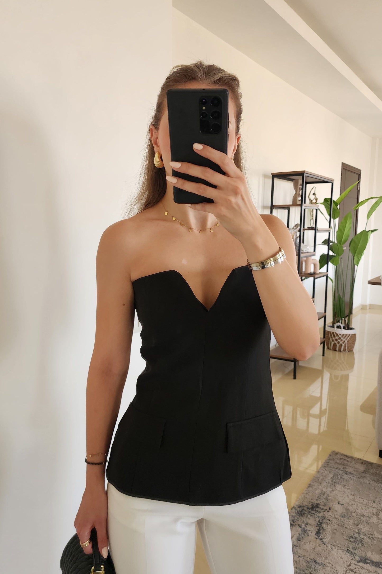 Black Strapless Top