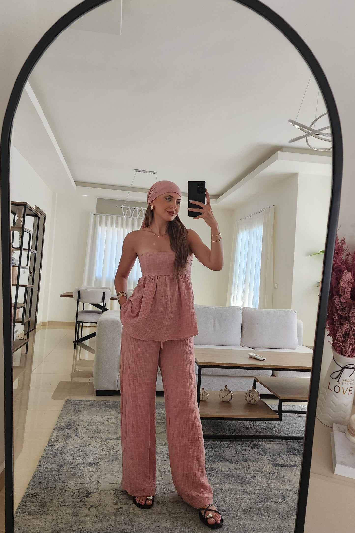 Soft Pink Linen Set: 3 Pieces