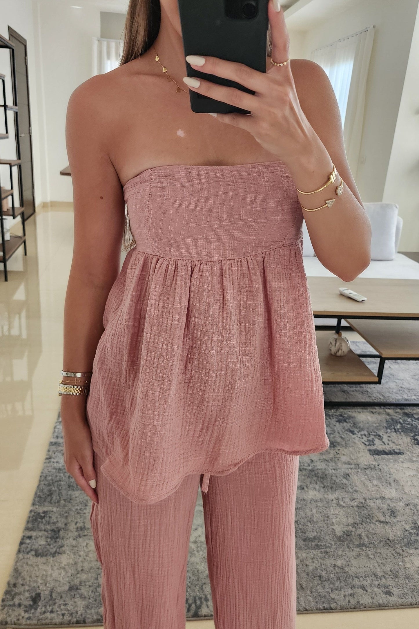 Soft Pink Linen Set: 3 Pieces