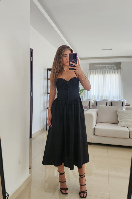 Corset Black Midi Dress