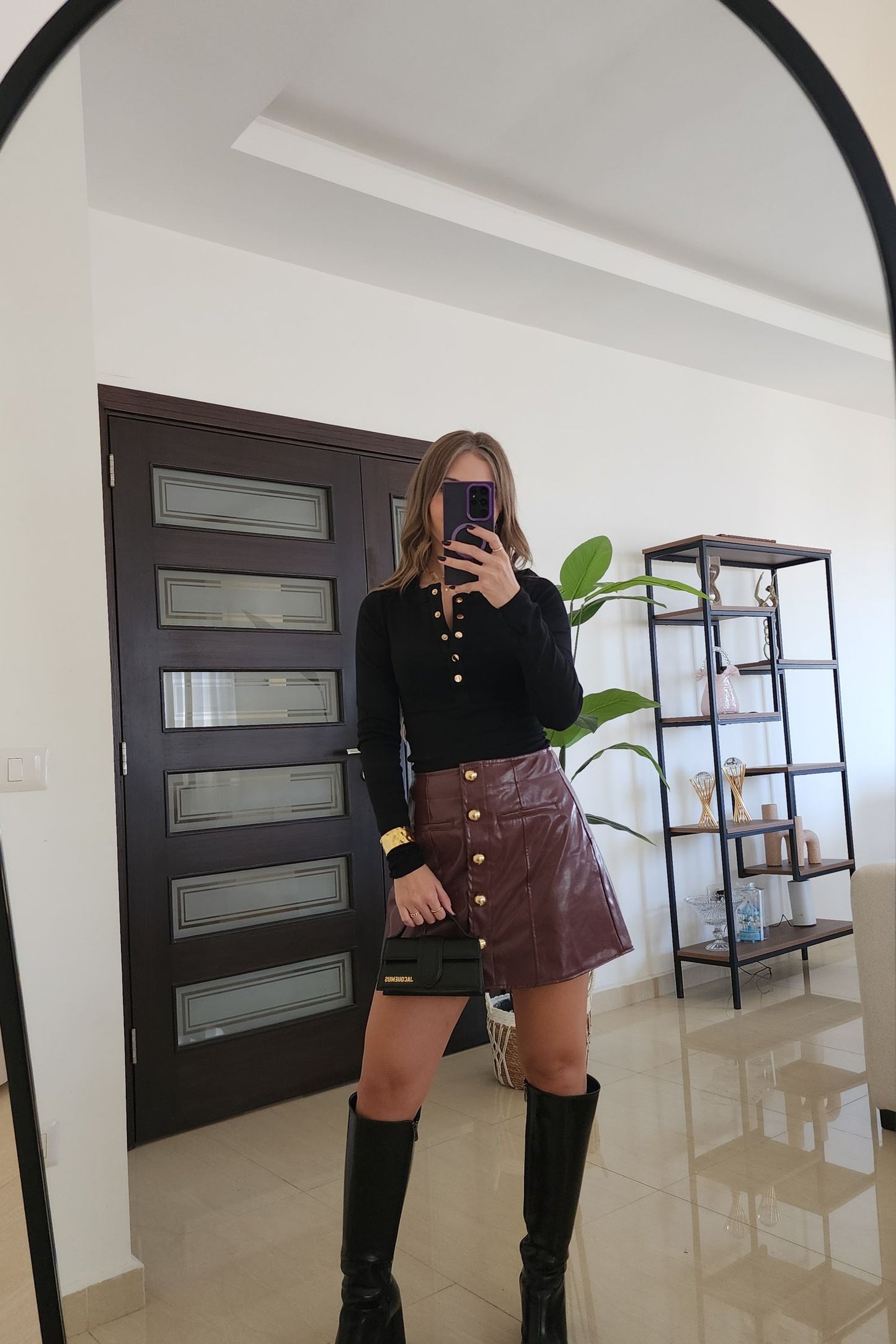 Ruby Leather Mini Skirt