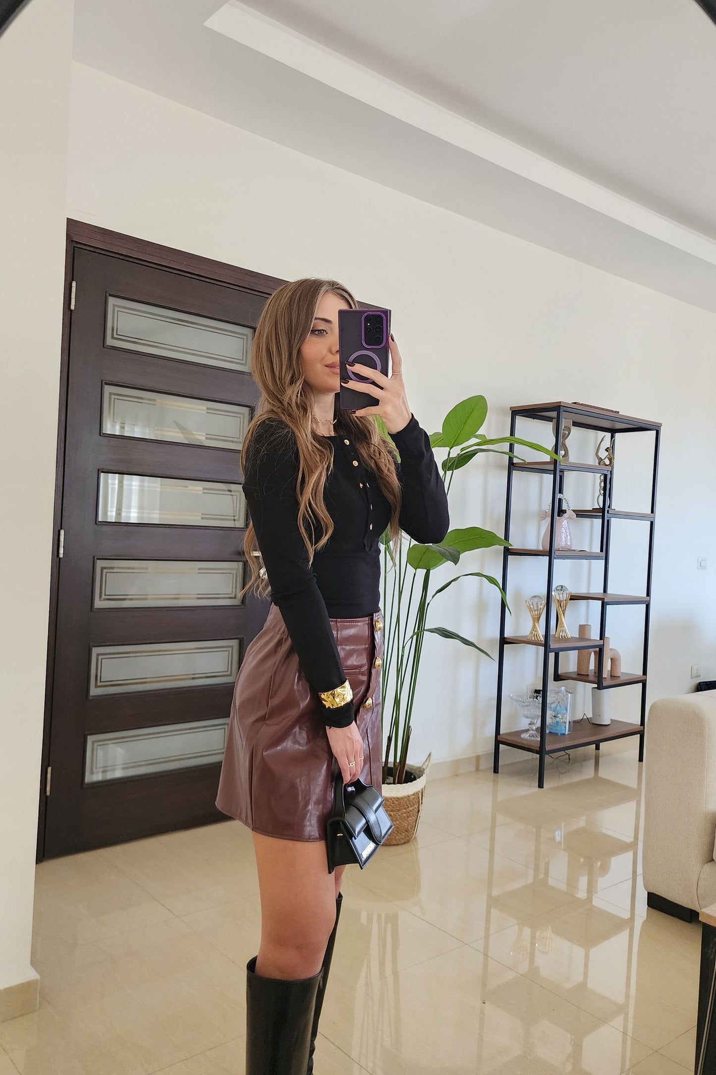 Ruby Leather Mini Skirt