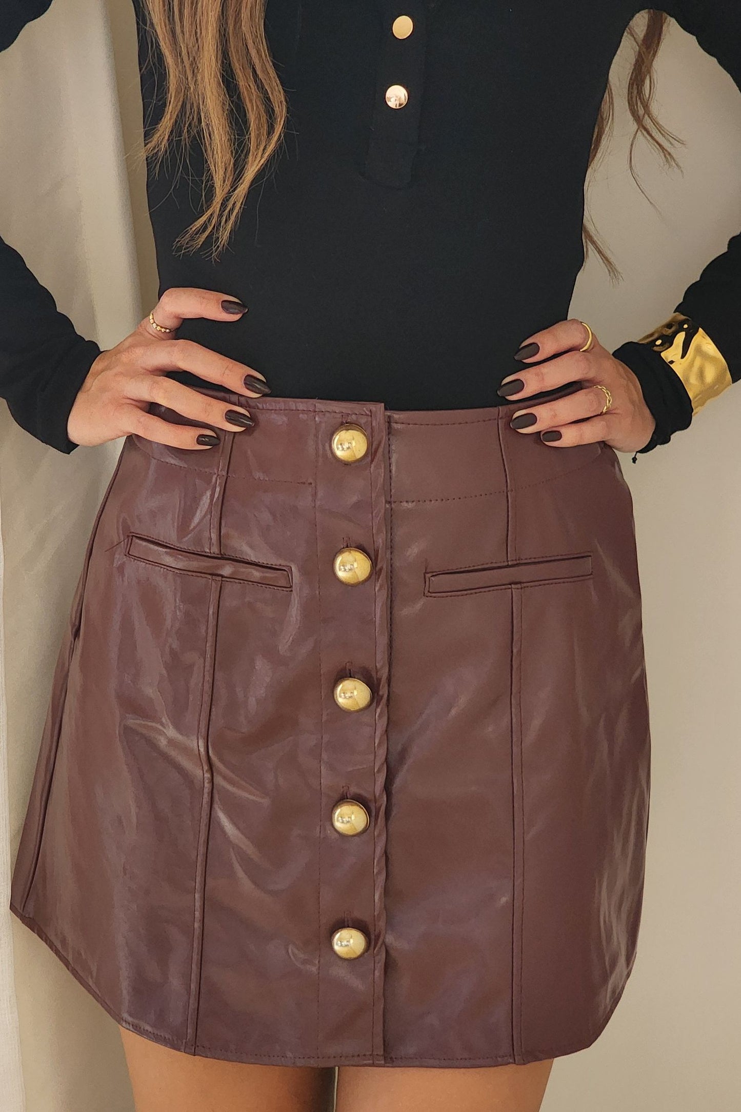 Ruby Leather Mini Skirt