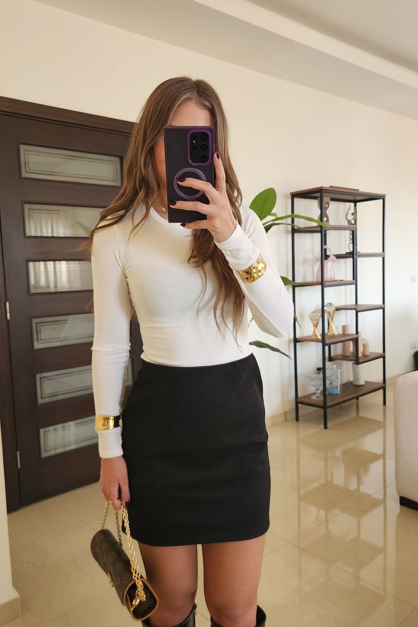 Black Suede Mini Skirt