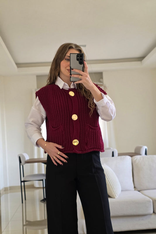 Elowen Vest - Burgundy
