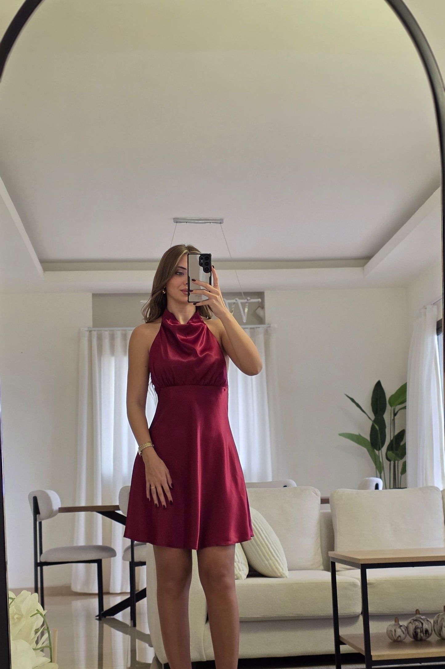 Satin Eclipse Dress - Burgundy