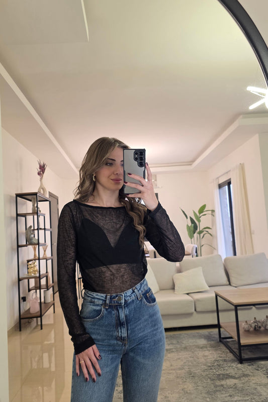 Berry Sheer Top - Black