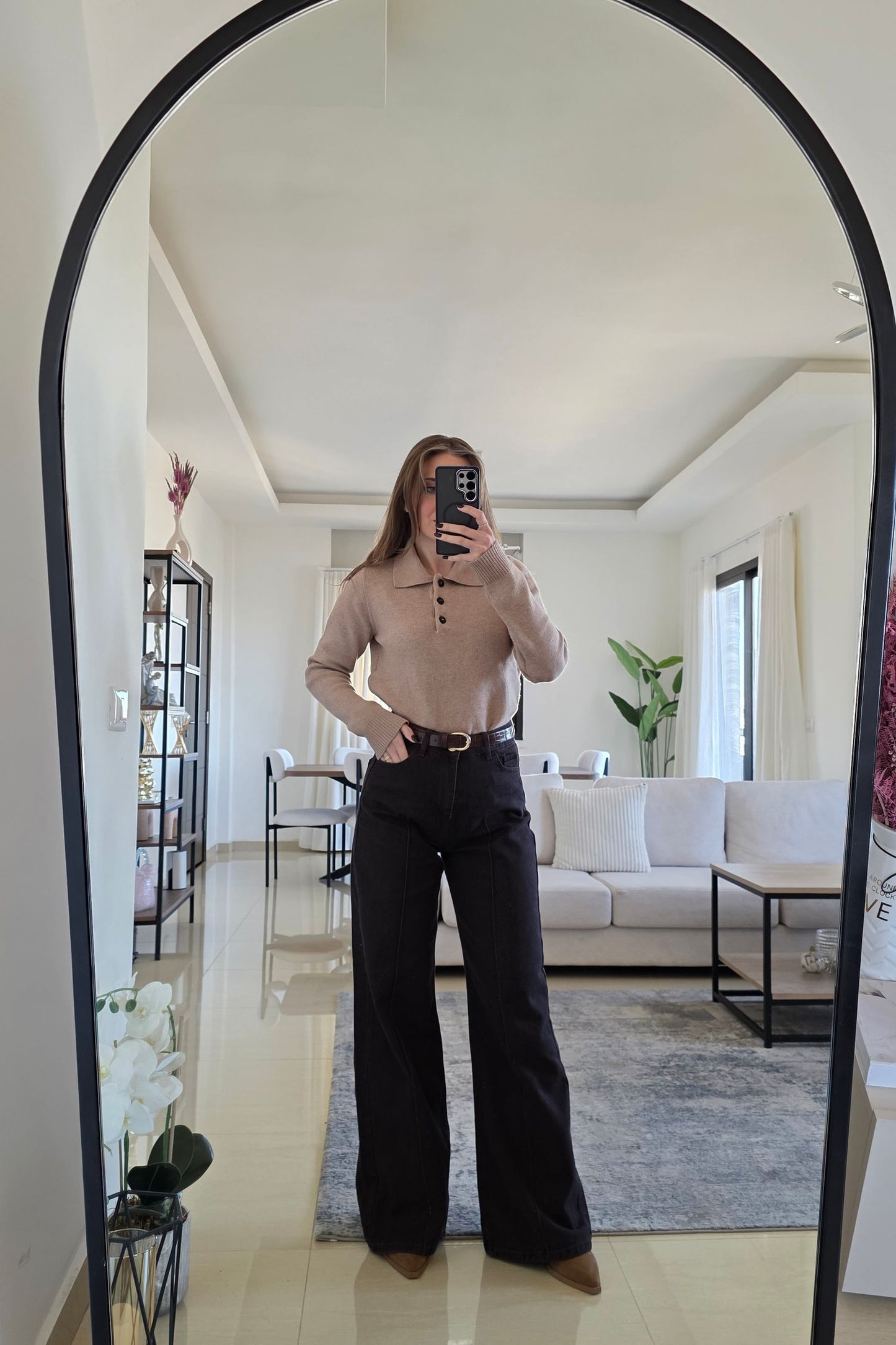 Leni Wide-Leg Jeans - Brown