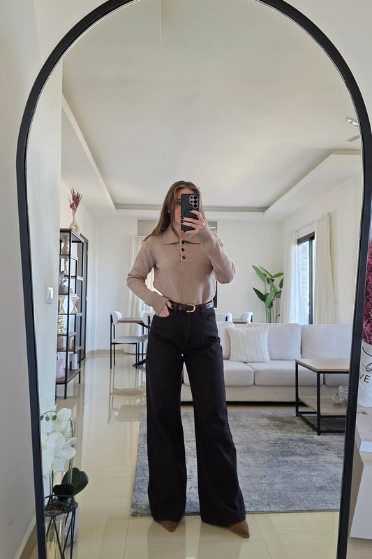 Leni Wide-Leg Jeans - Brown