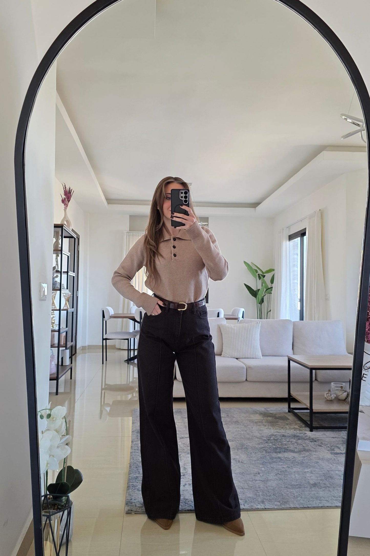 Leni Wide-Leg Jeans - Brown