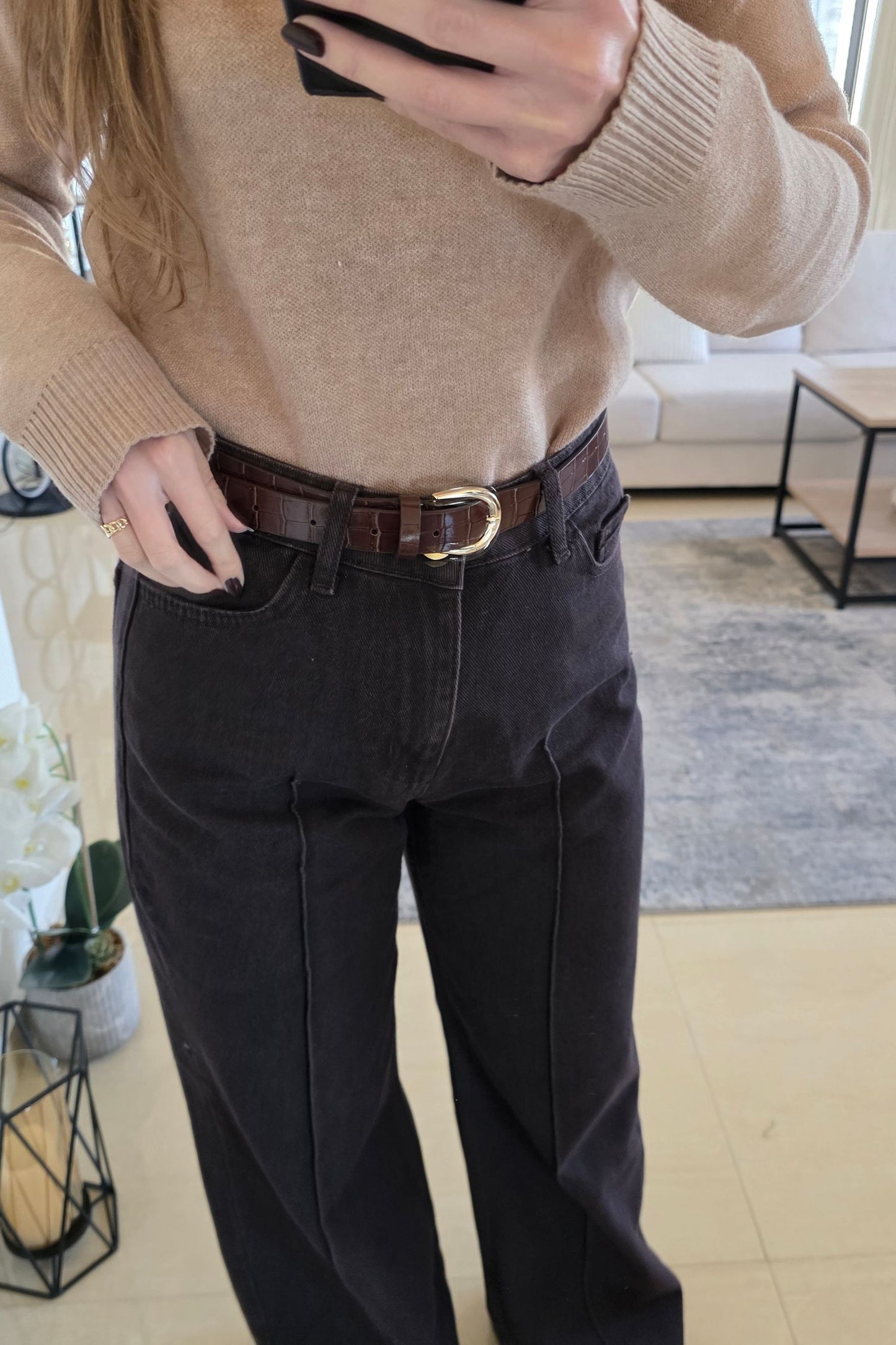 Leni Wide-Leg Jeans - Brown